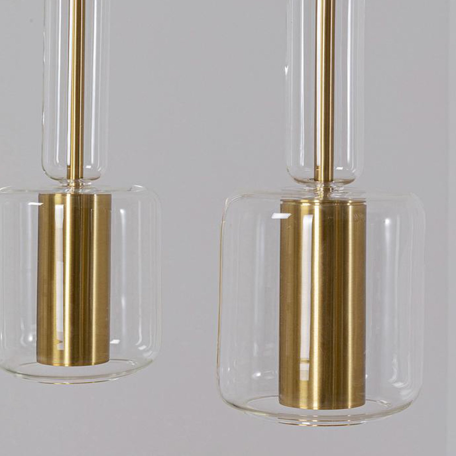 KARE Candy Bar pendant light, gold-coloured, steel, glass, 3-bulb.