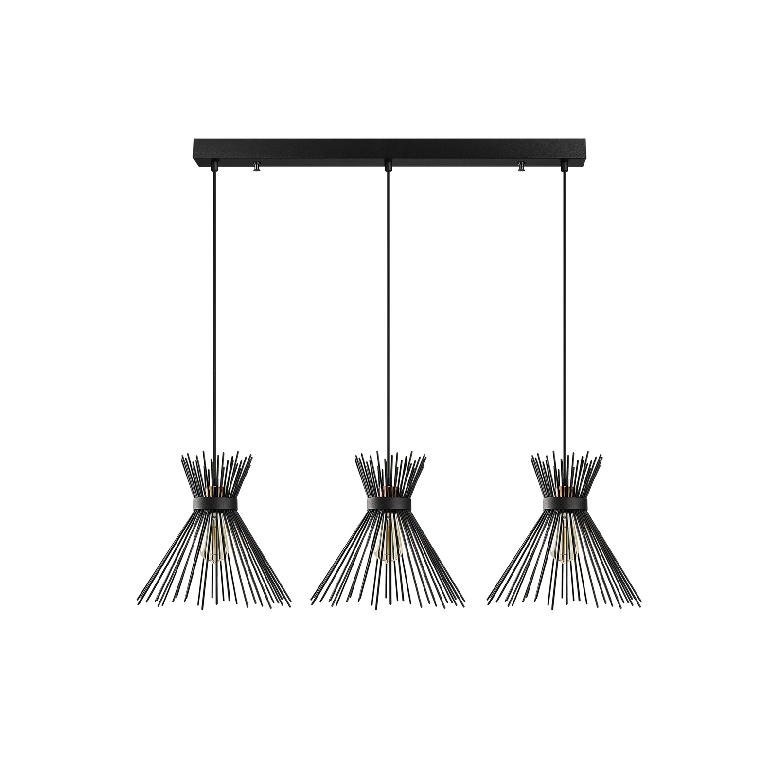 Hanglamp Kirpi 3088 3-lamps lineair zwart