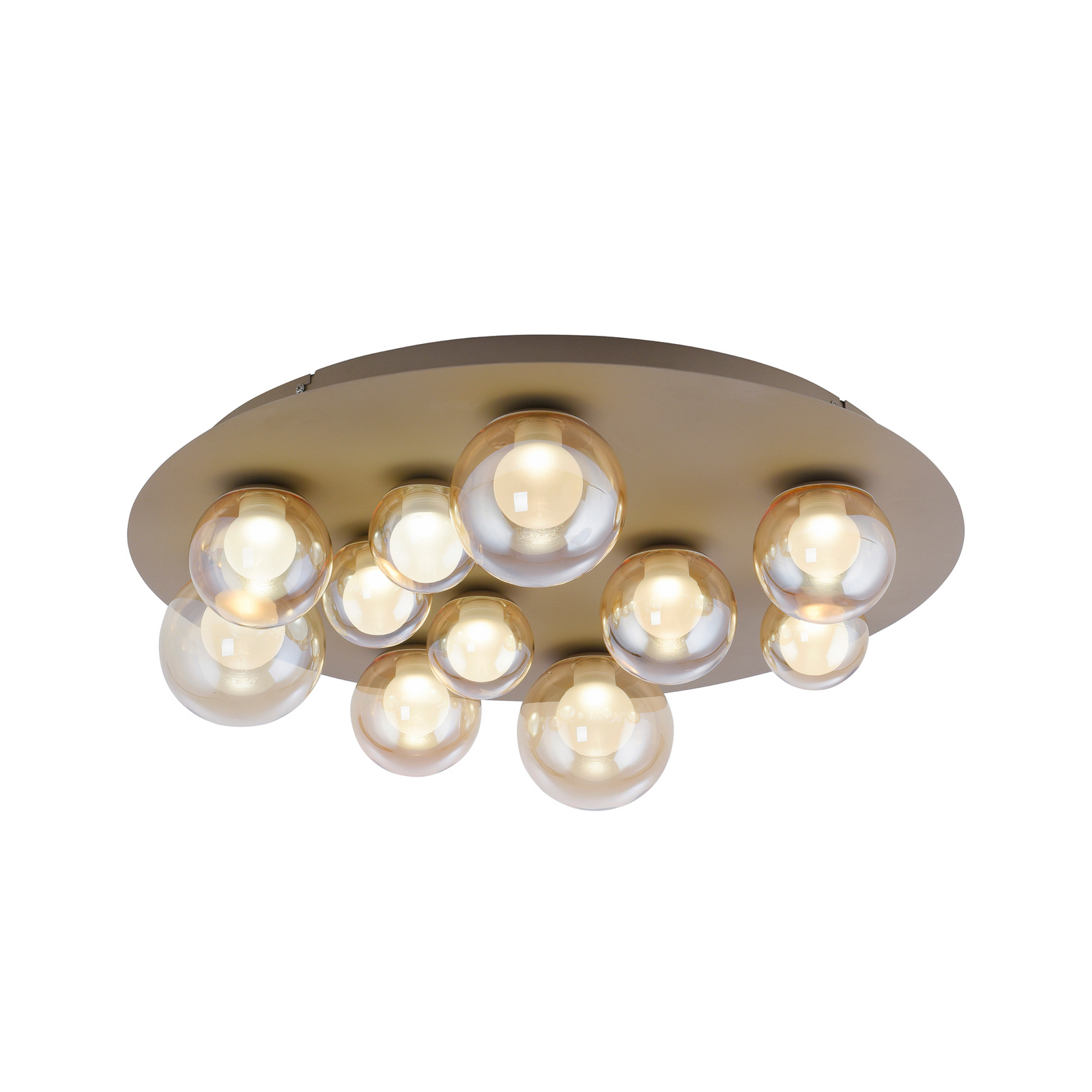 Lámpara LED de techo PURE Popup, bronce/ámbar Ø 60 cm CCT, 11 luces