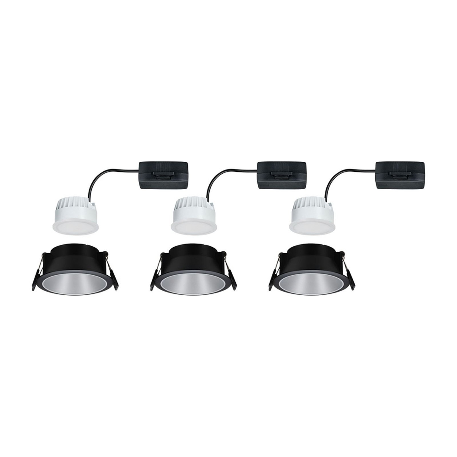 Paulmann Cole LED spotlight, silver/black set of 3