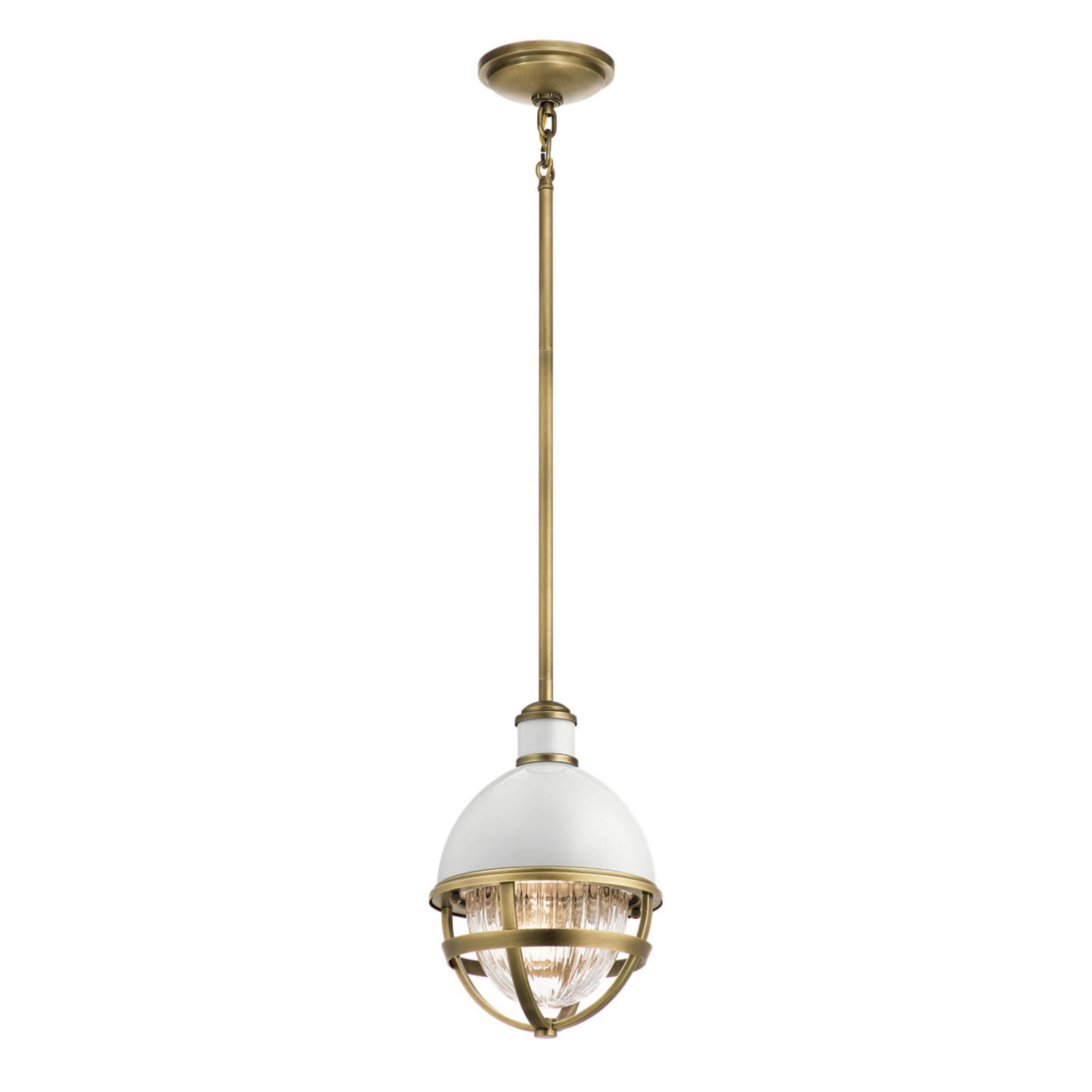 Tollis hanglamp, messing/wit, 1-lamp, Ø 20,4cm