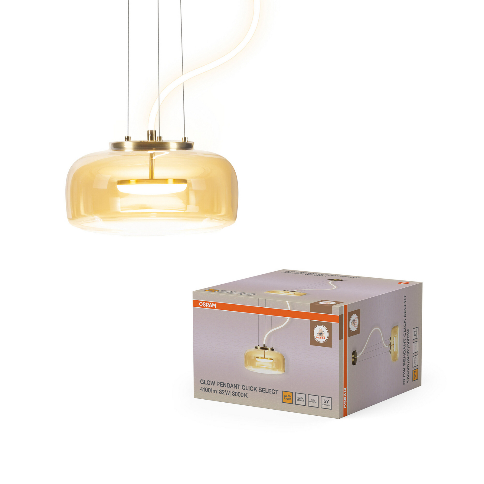 OSRAM DECOR GLOW LED lógó lámpa, borostyánsárga/arany, Ø 38 cm, felfelé/lefelé
