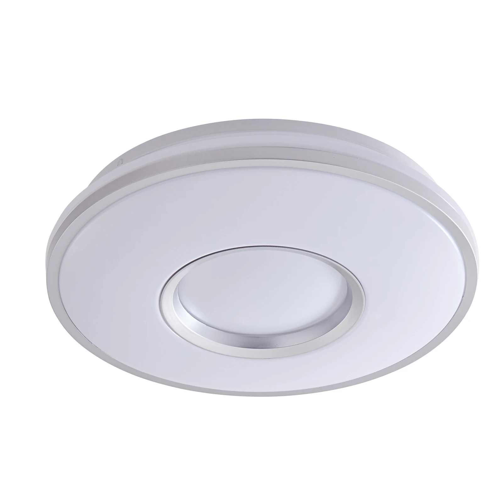 Lindby LED mennyezeti lámpa Furgo, ezüst/fehér, műanyag, IP44