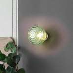 LED-Akku-Wandleuchte Earl, messing/grün, Glas, Ø 15,5 cm