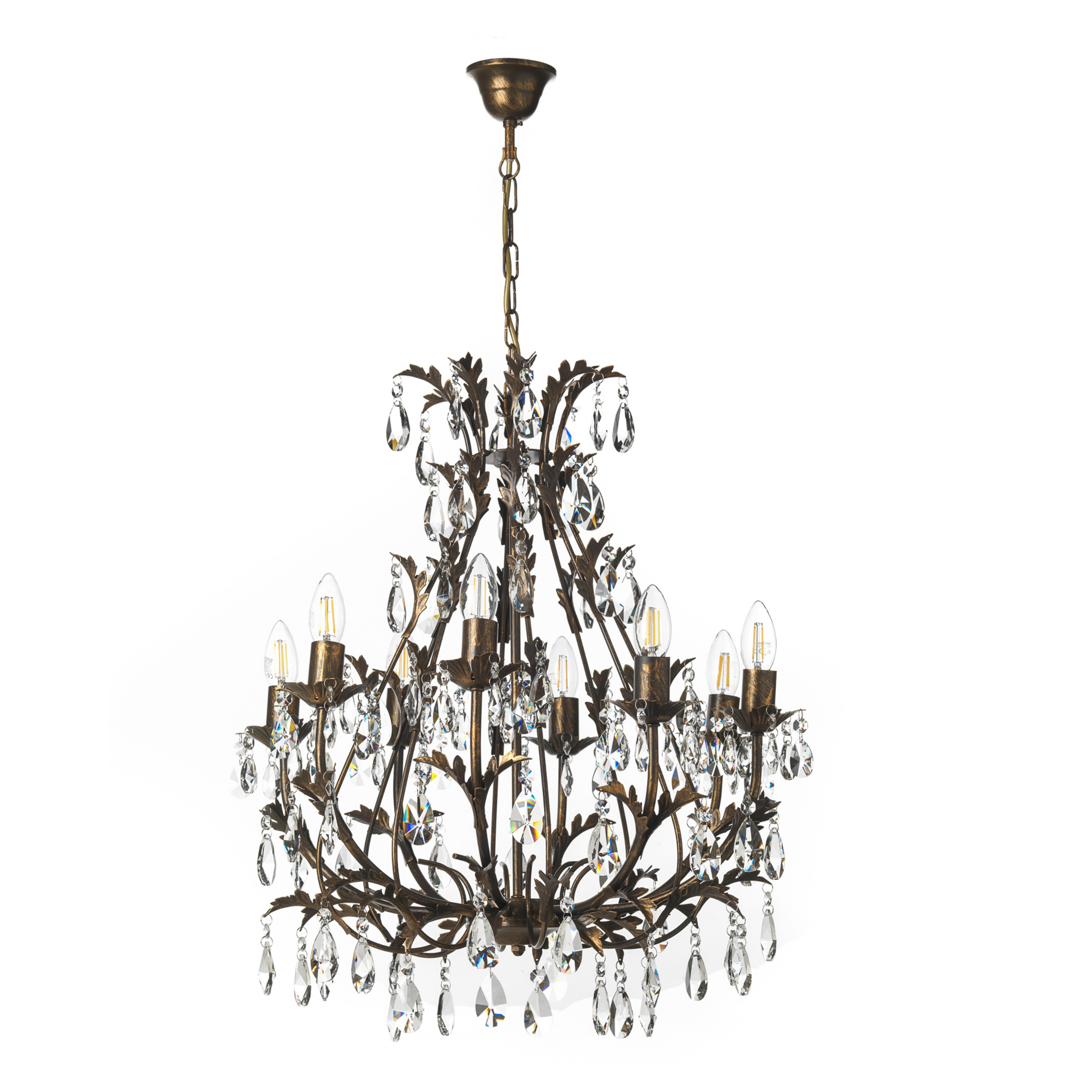 Lustre Botte en métal à 8 lampes bronze