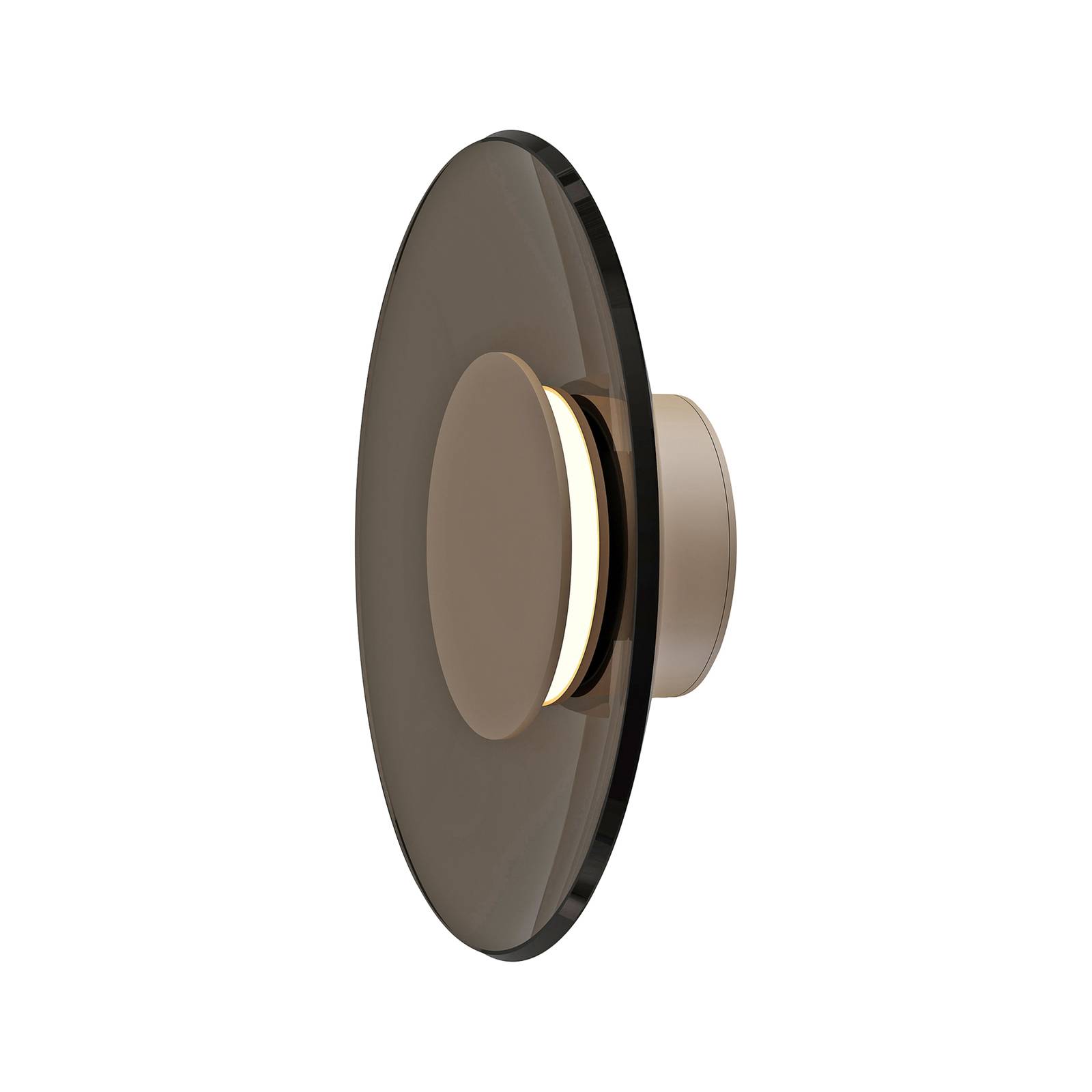 PURE LED-Wandleuchte Moon bronze Ø 32 cm Glas Aluminium