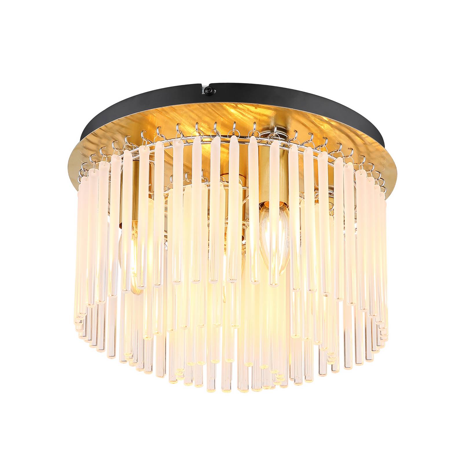 Deckenleuchte Gorley, goldfarben/opal, Ø 32 cm, Metall/Glas