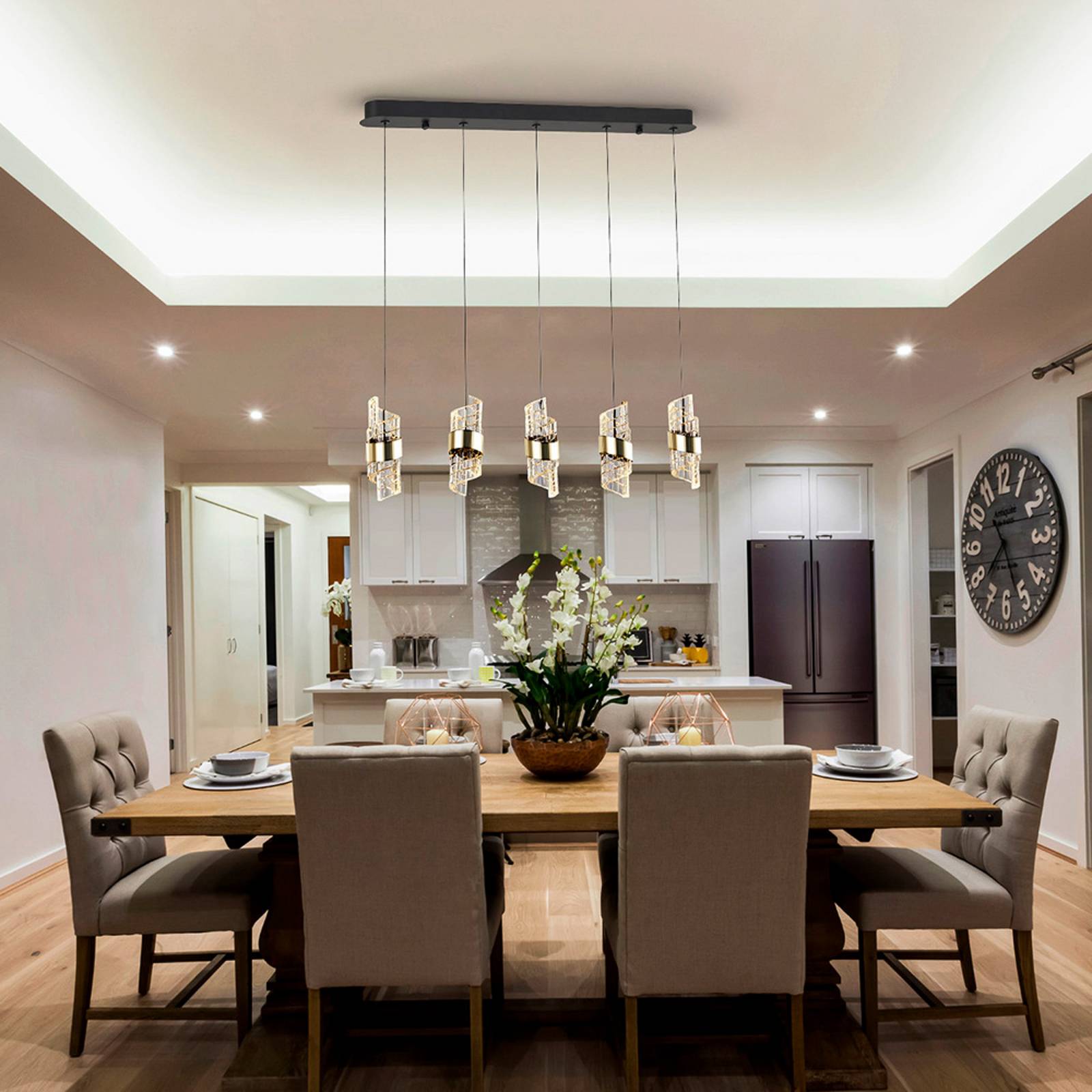 LED-Hängelampe Iliada, Länge 96 cm schwarz/goldfarben Metall günstig online kaufen