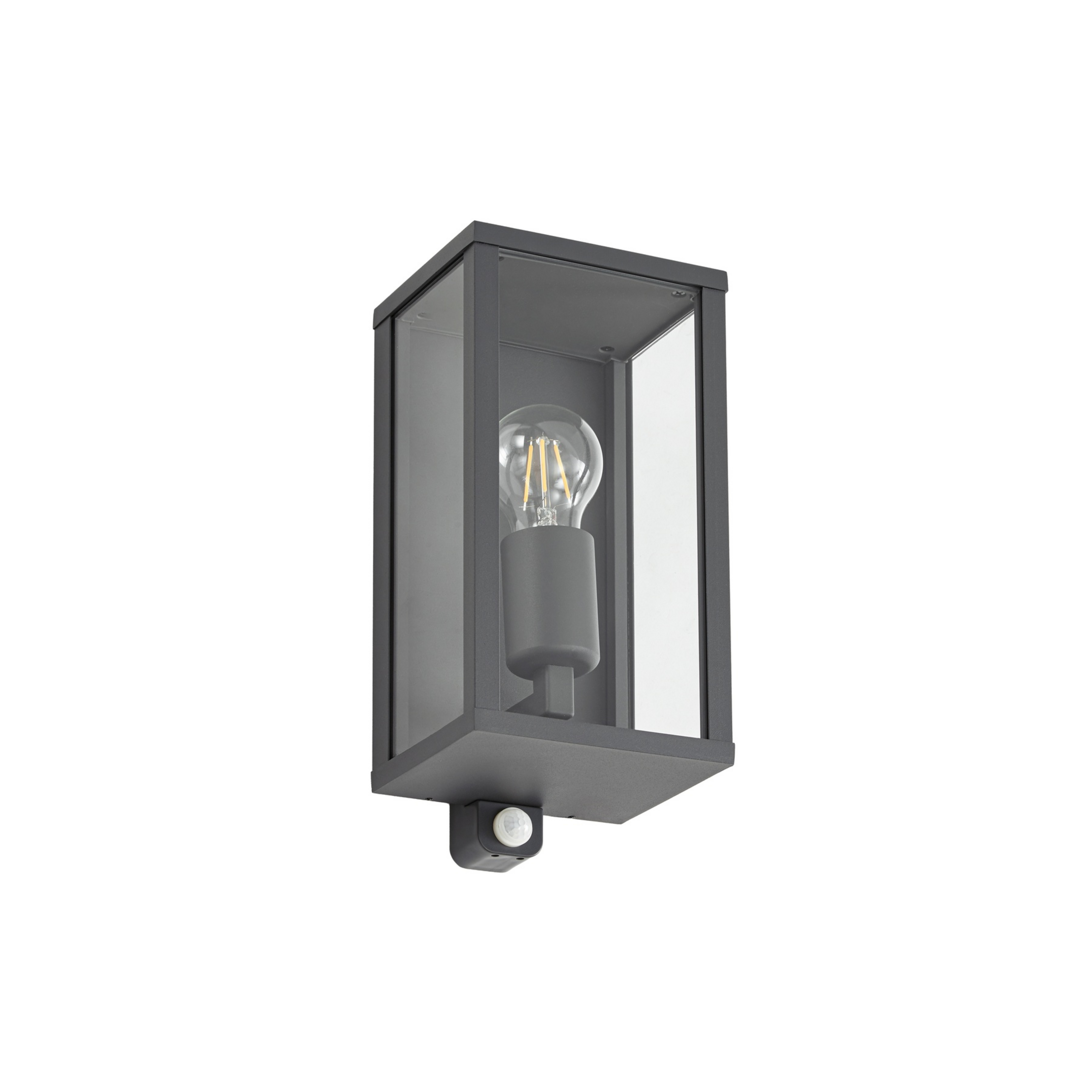 Peldar Außenwandlampe, 26 cm, anthrazit/klar, Sensor, IP44 - Lindby