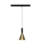 LED-pendel med skinne LORA I, messing, Ø 15 cm, 40° CCT, 3-faset