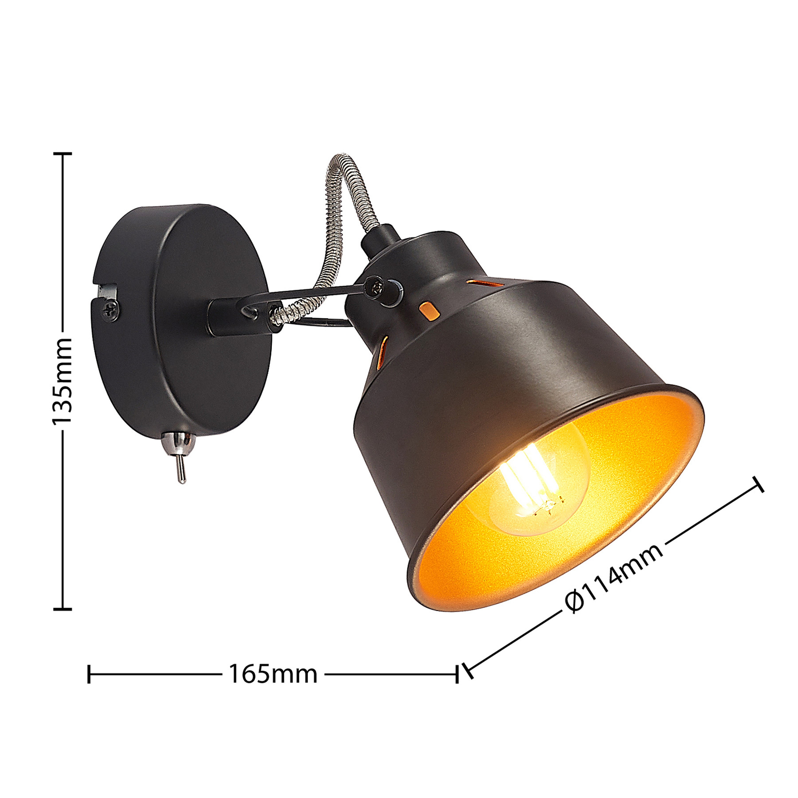 Lindby Mirlinda spotlight, black, one-bulb