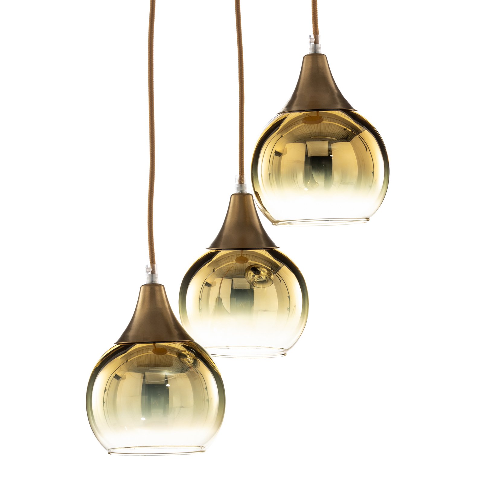 Monte pendant light, 3-bulb, circular, gold