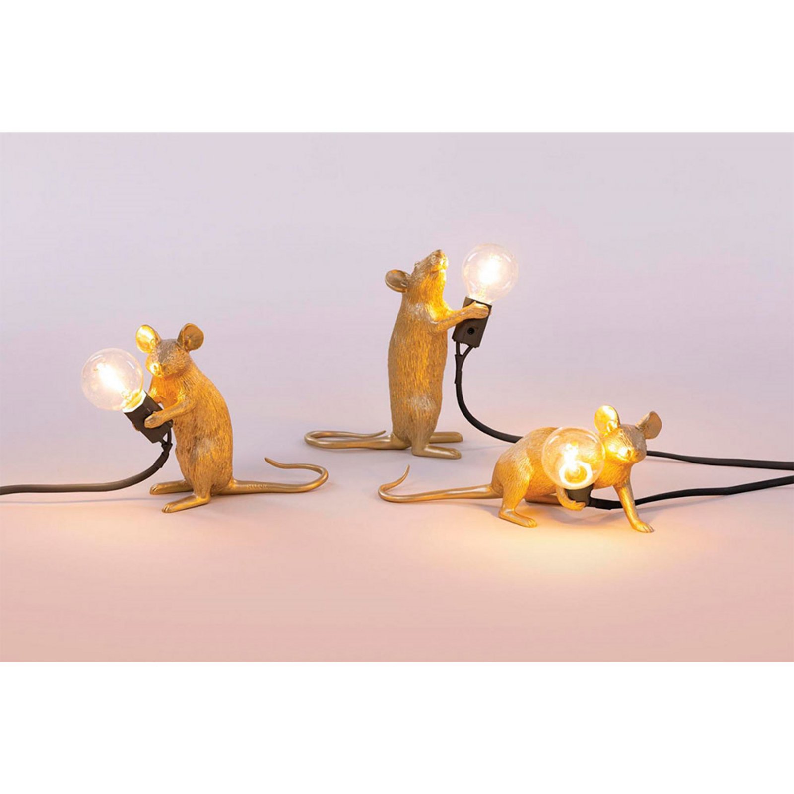 Mouse Lamp Lop Lying Down Stolová Lampa Gold - Seletti