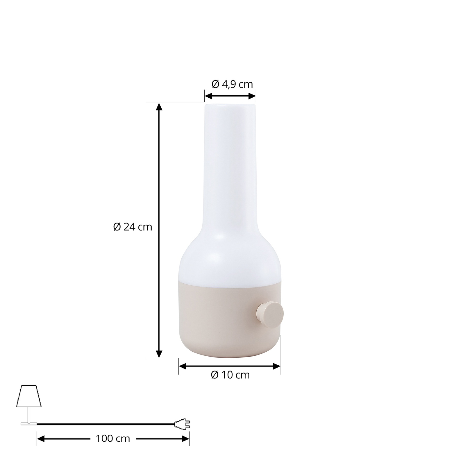 Lindby Lampe d'extérieur à LED rechargeable Isaline, beige, intensité