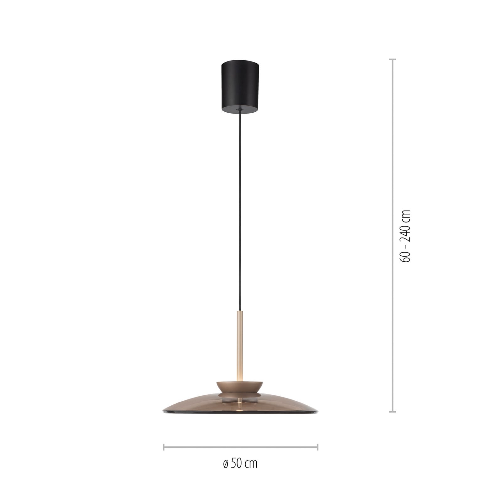 Suspension LED E-Moon, bronze et verre ambré (foncé), Ø 50 cm - PURE Suspension LED E-Moon, bronze et verre ambré (foncé), Ø 50 cm - PURE