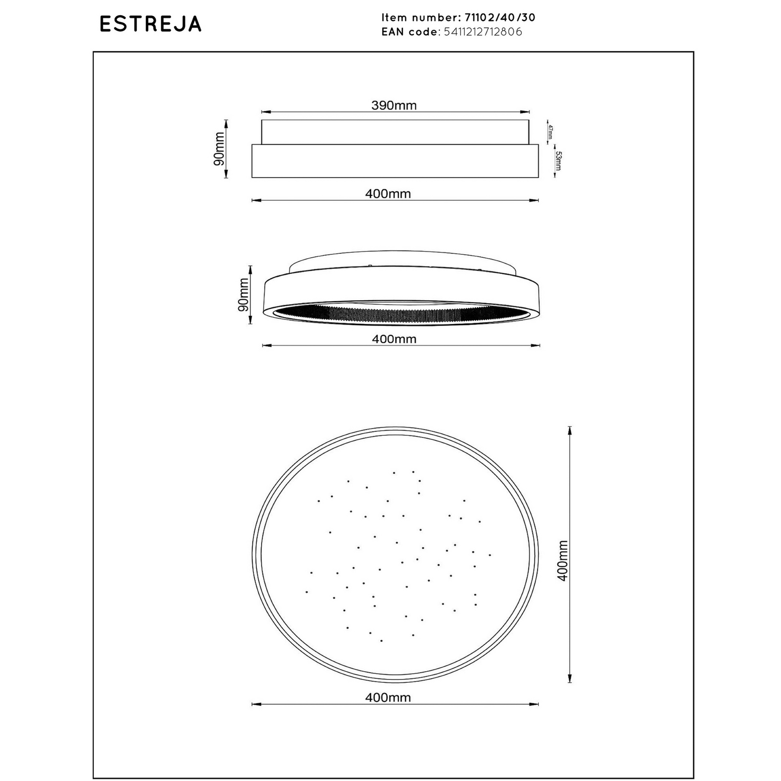 LED-Deckenleuchte ESTREJA, schwarz, Ø 40 cm, CCT, stepdim LED-Deckenleuchte ESTREJA, schwarz, Ø 40 cm, CCT, stepdim