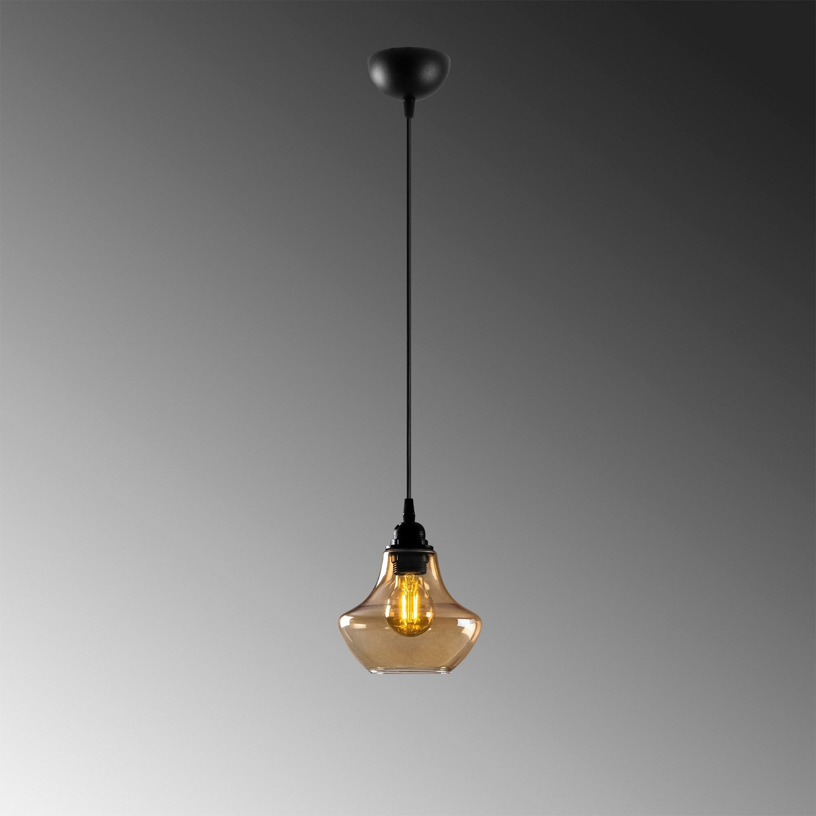 Pendant light Gold 050, gold-transparent, glass, Ø 17 cm