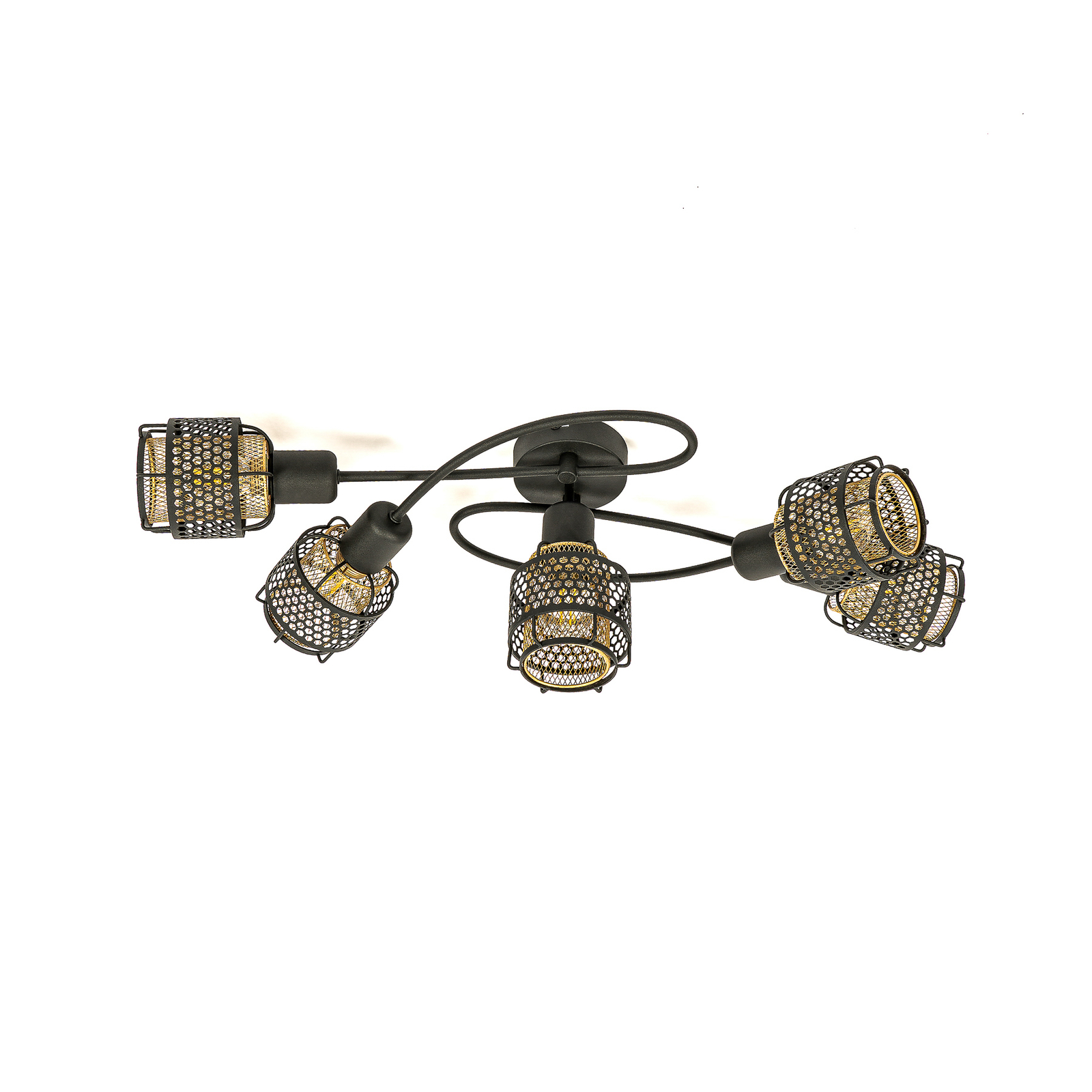 Eudoria 5 Round Stropní Lampa Black/Gold - Lindby