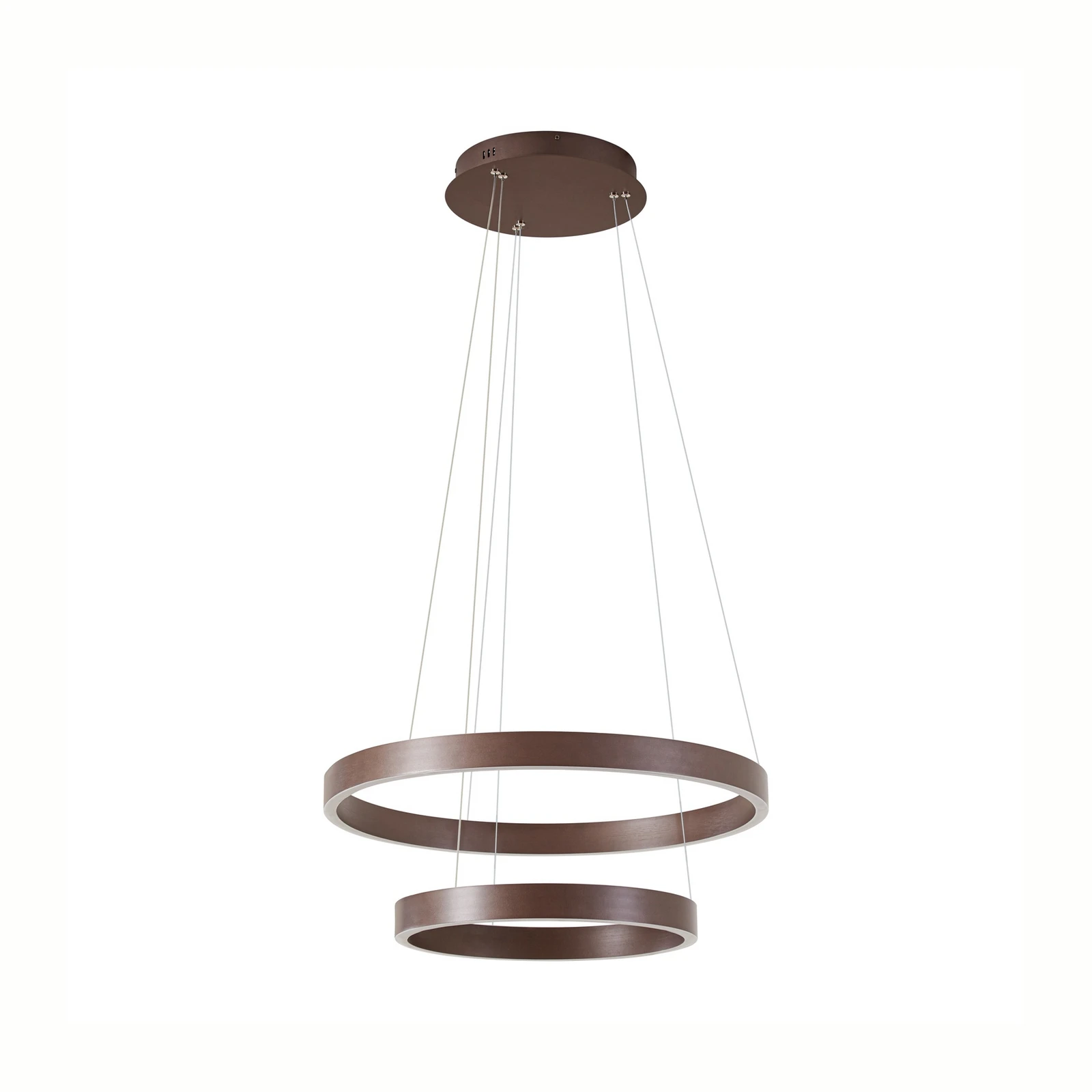 Lucande LED-Hängeleuchte Yonam, Ø 60 cm, 2-flg., braun, CCT
