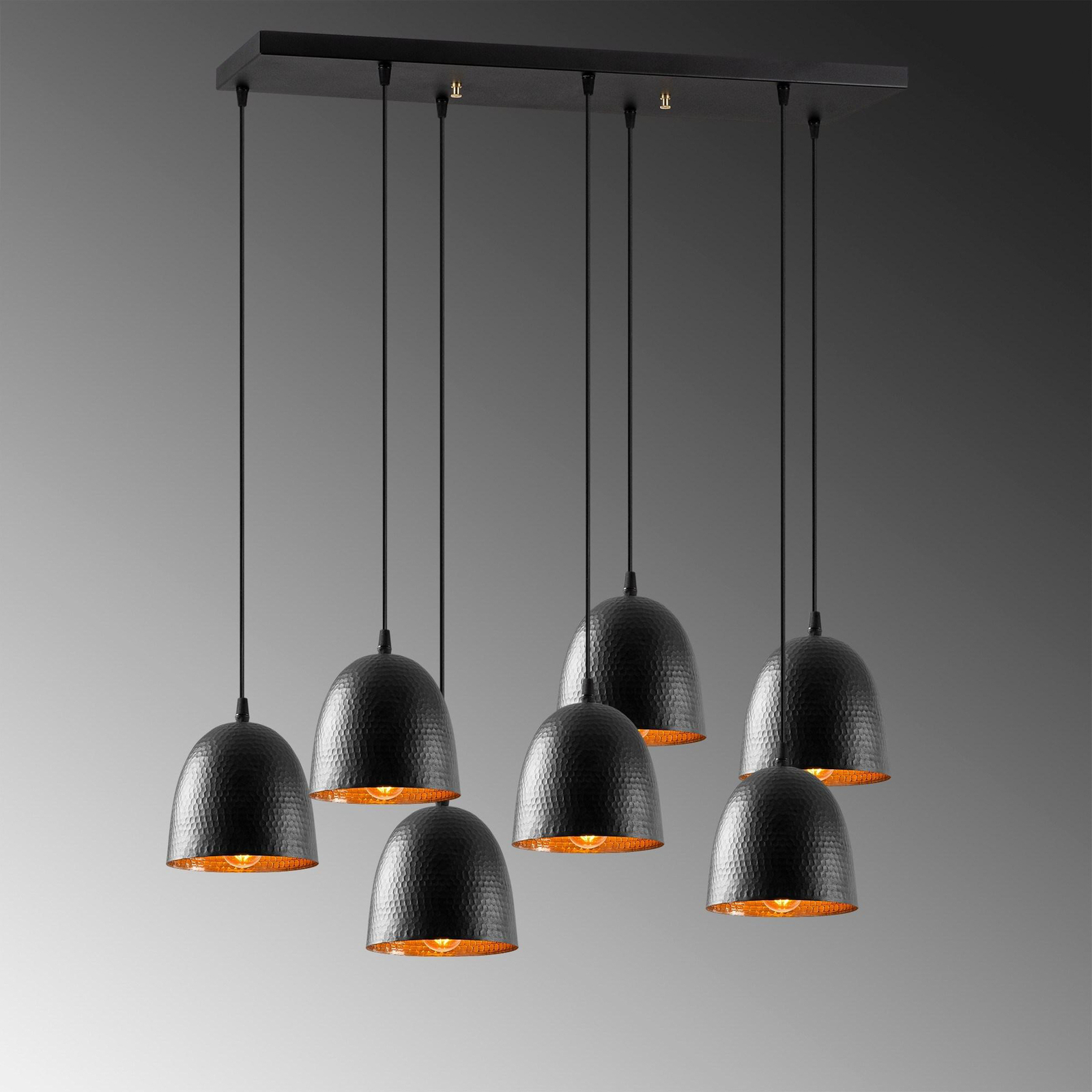 Suspension Tattoo 6181, noir, métal, à 7 lampes