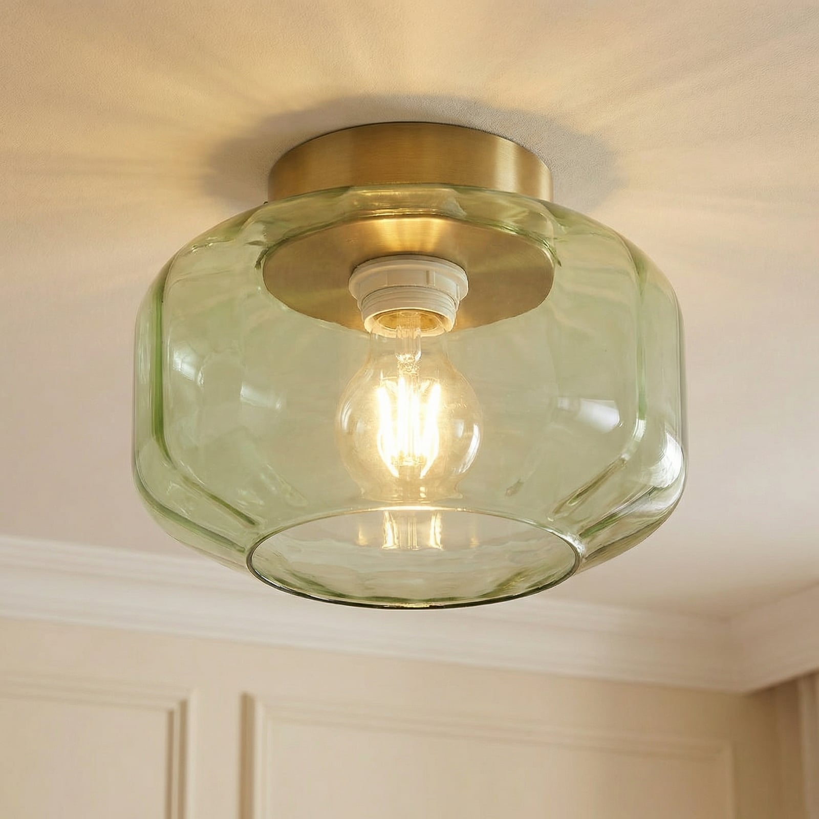 Hildur loftlampe Ø 22 cm grøn glas - Lindby