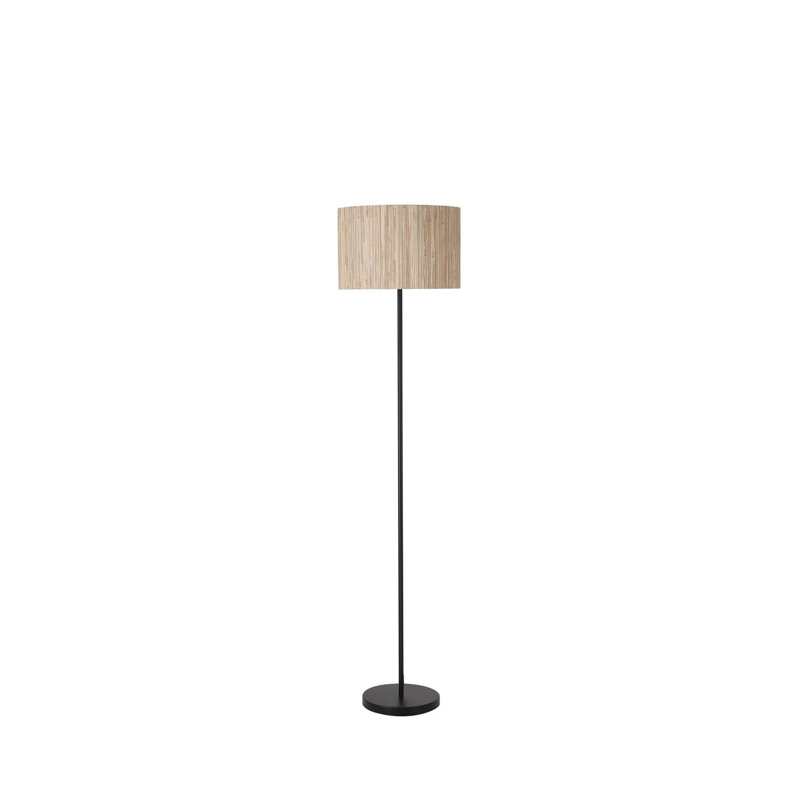 Meadow floor lamp, black, brown, natural fibre, steel