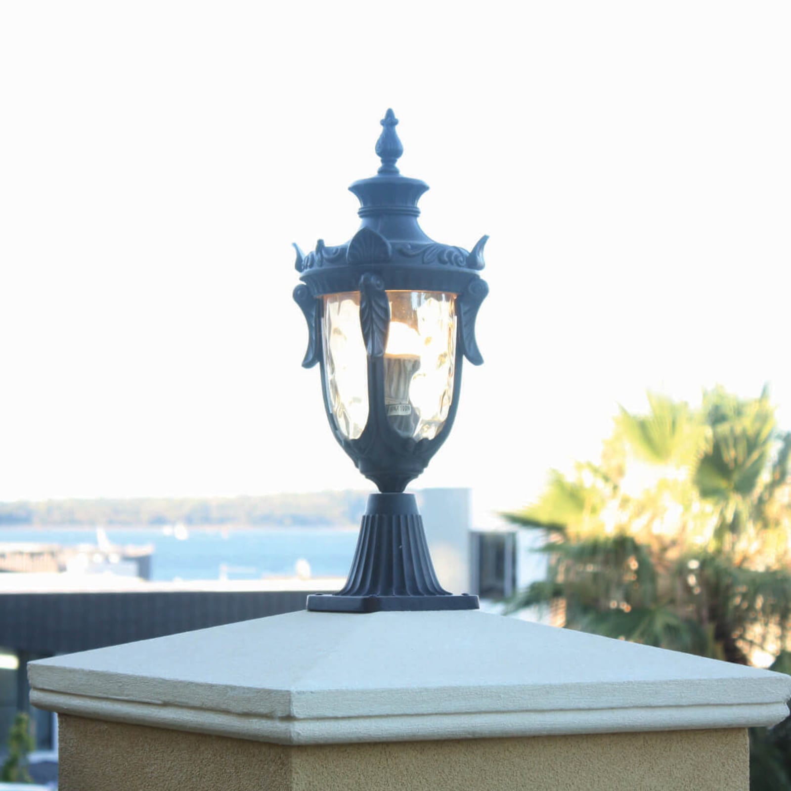 Philadelphia podna lampa, bronca/jantar, 54 cm, IP43 - Elstead