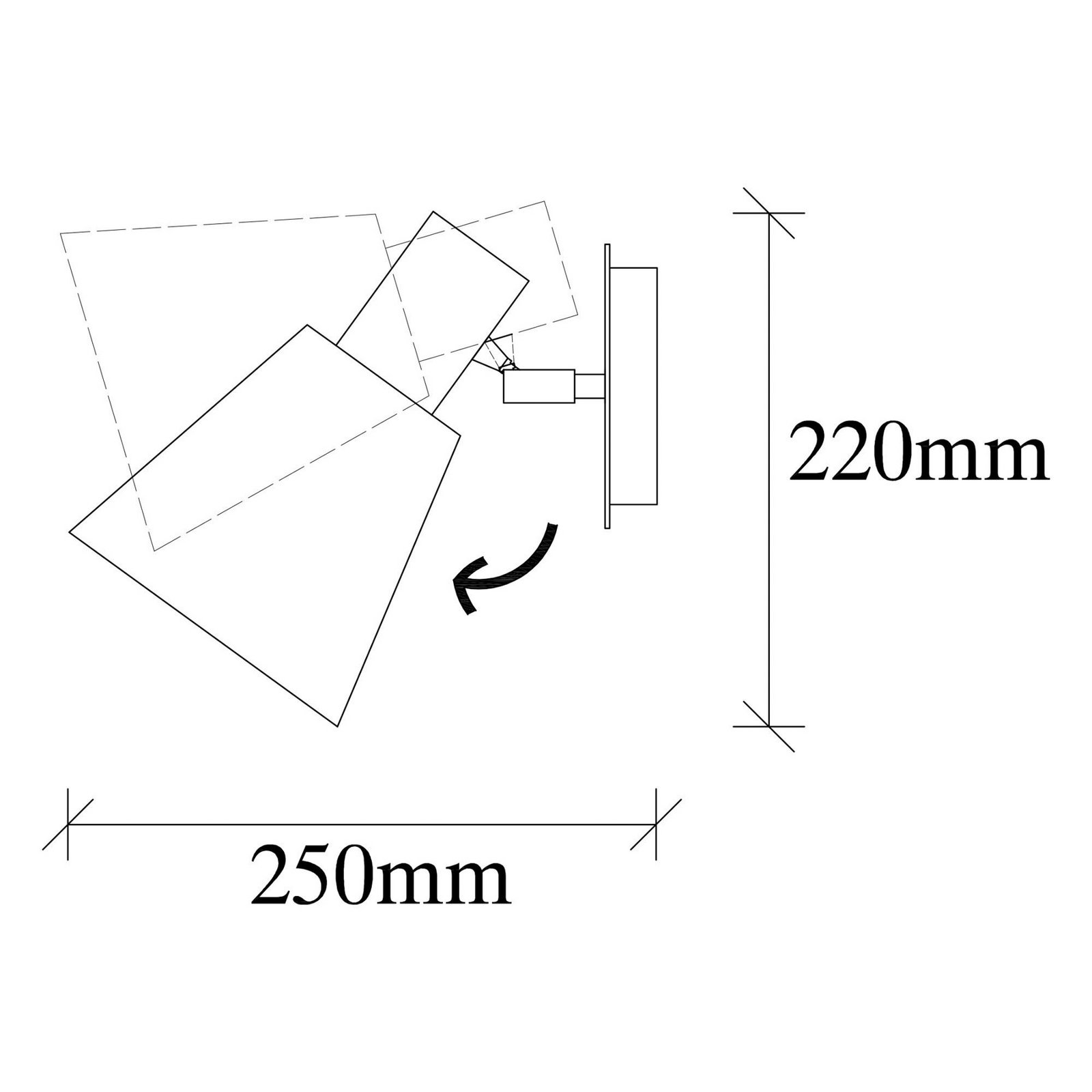 Kem wall light, brass, metal, height 22 cm, E27