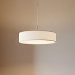 Suspension Lindby Sebatin, Ø 50 cm, blanc, tissu, E27