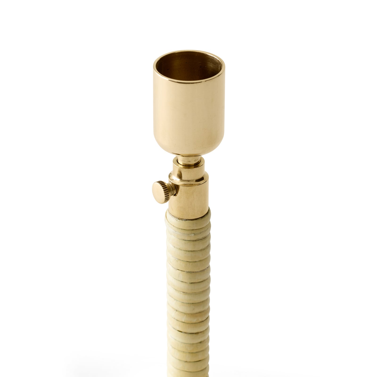 Duca candle holder, brass, height 24 cm, rattan - Audo