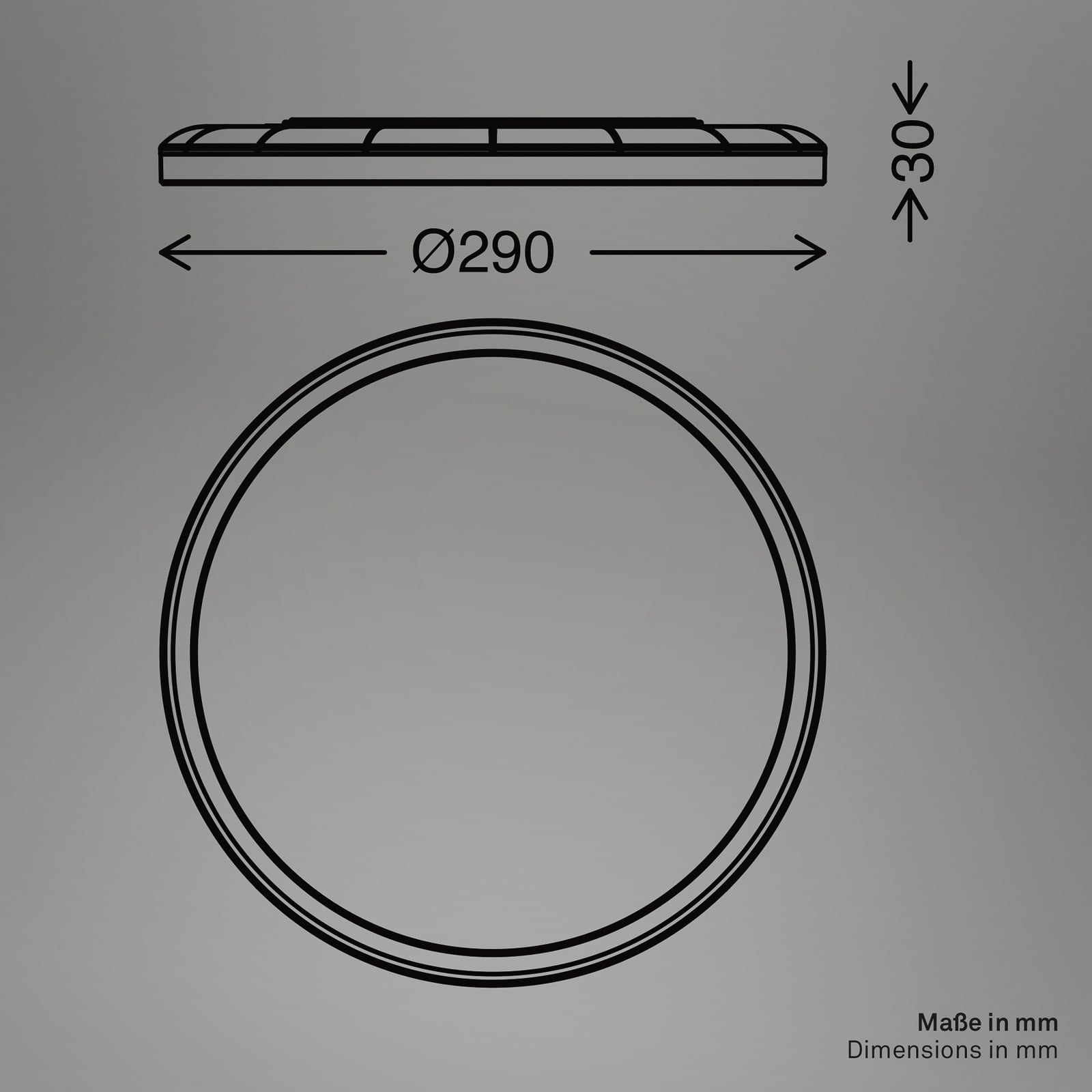 LED-taklampa Tava Wood, Ø 29 cm, plast, 3 000 K