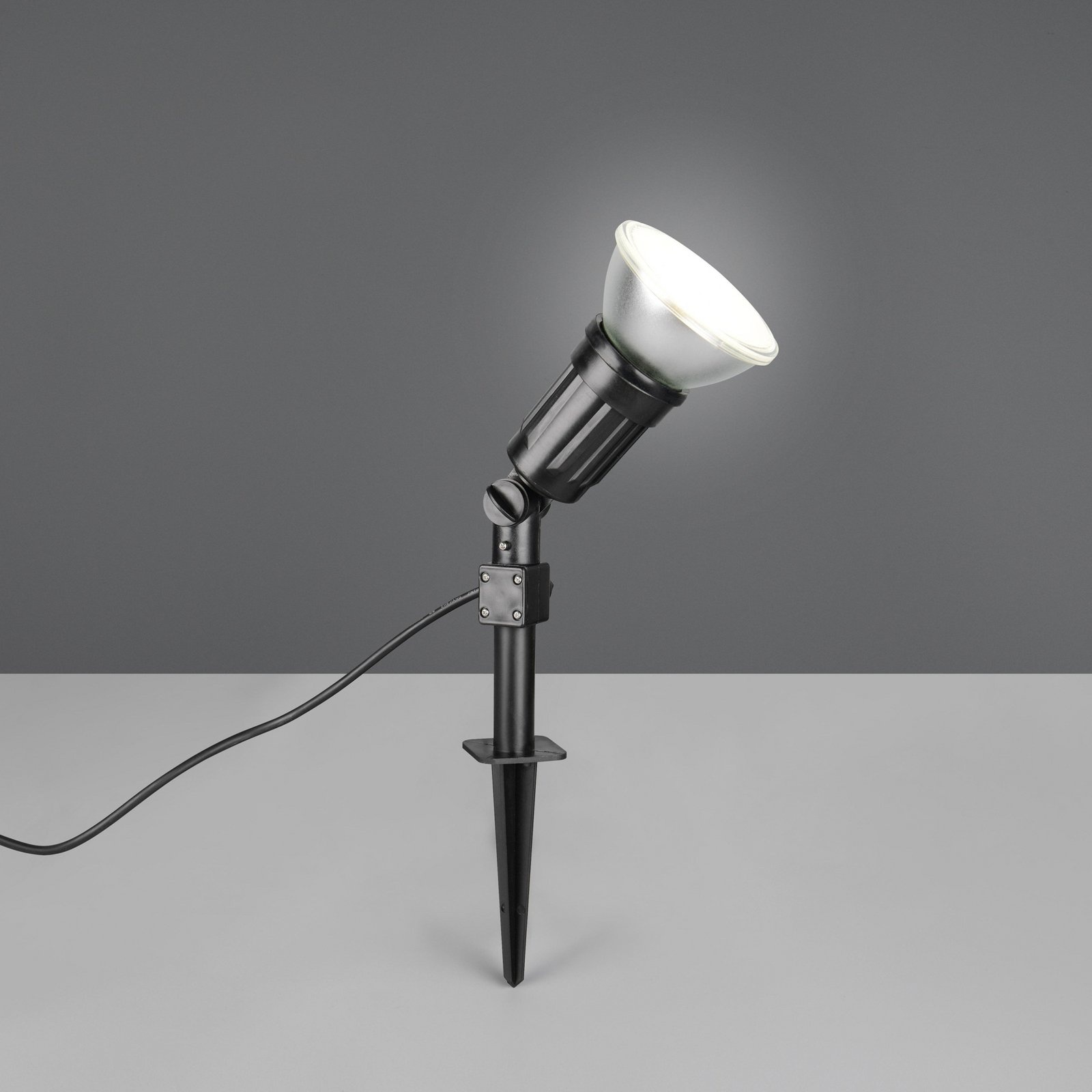 Udendørs spotlampe Caceres, sort, plast, IP44, vipbar
