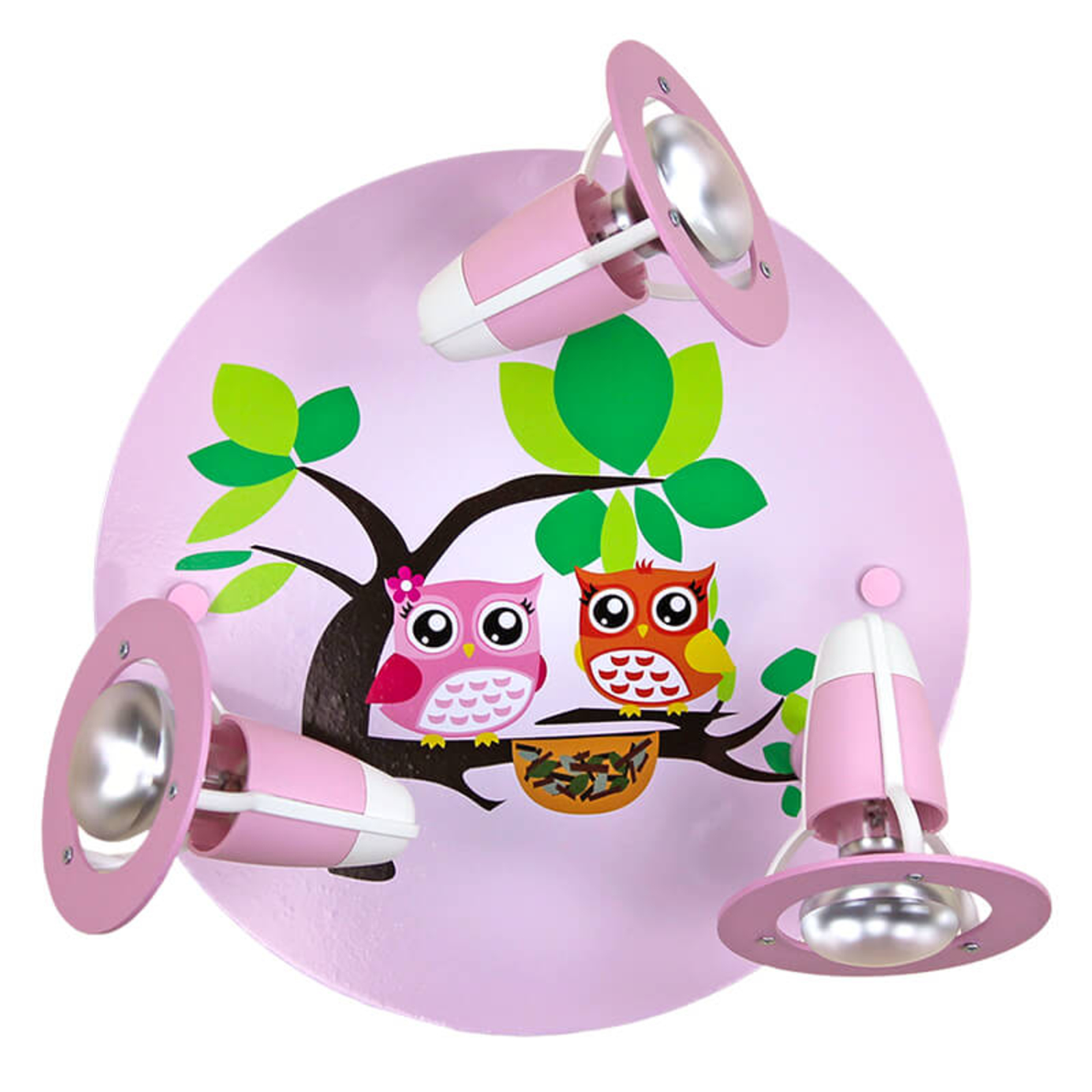 Owl ceiling light for a child’s room, pink