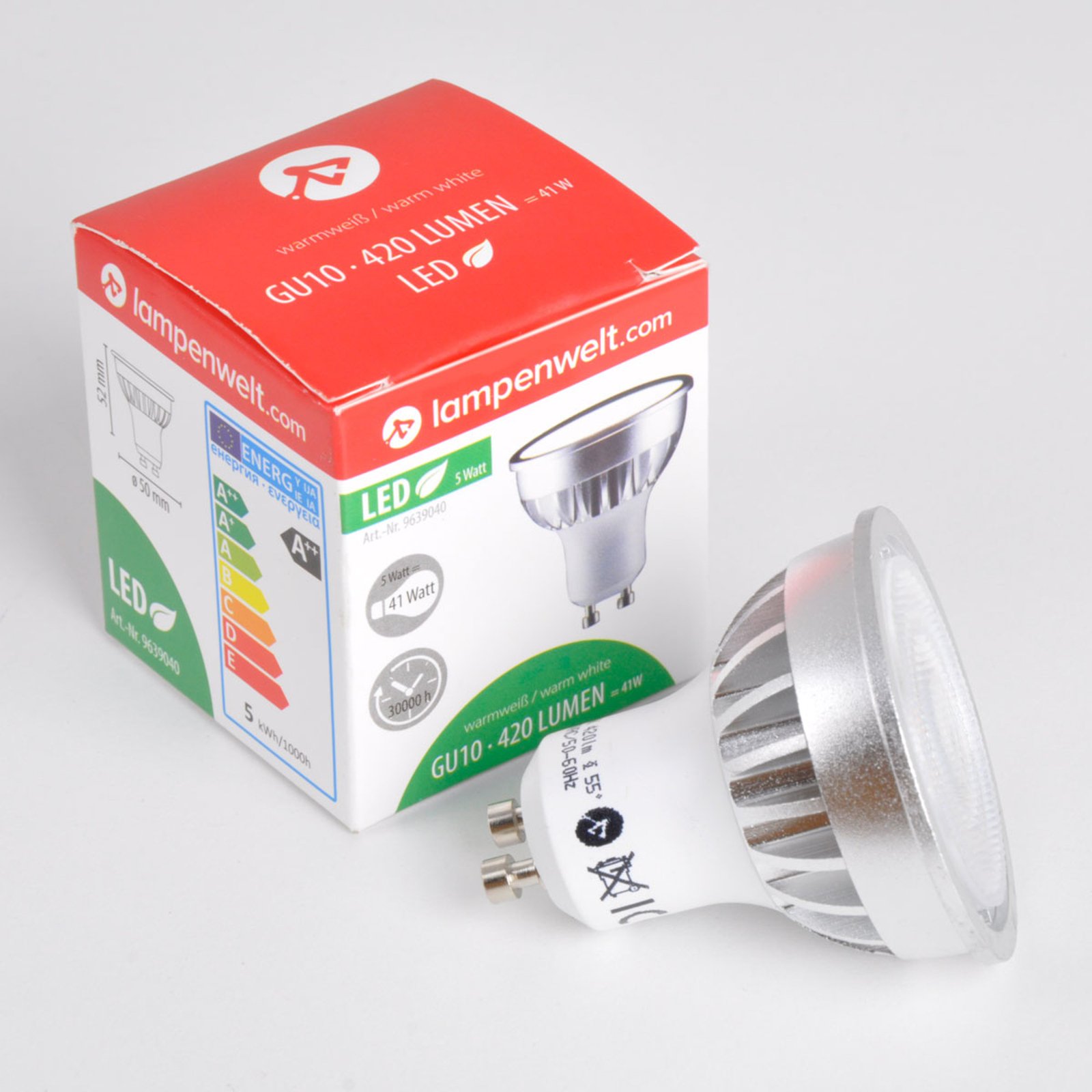 Lindby LED bulb GU10 5 W clear 3,000 K 55° set of 2