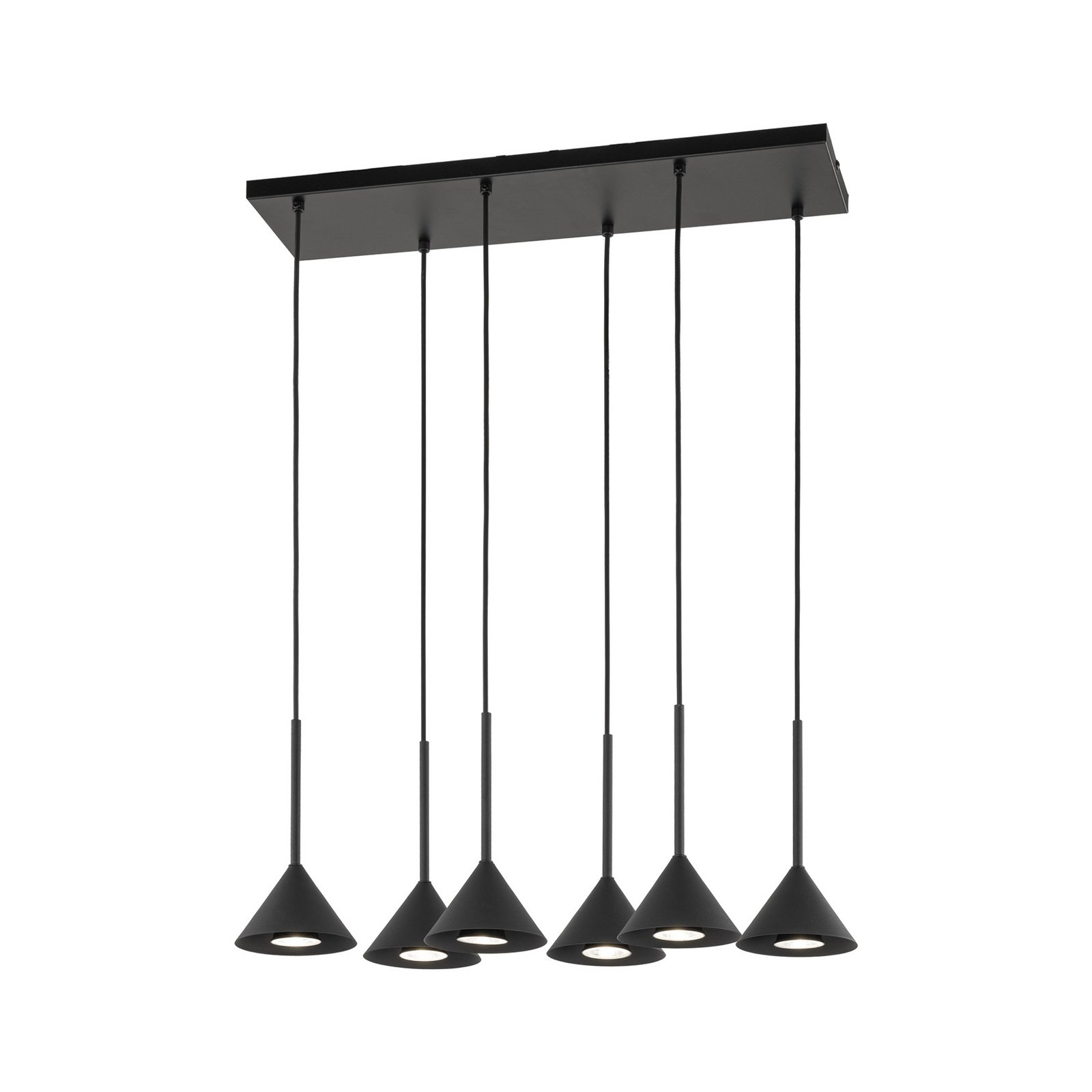 Závěsné světlo Cono Mini, 6 žárovek, černé, E27