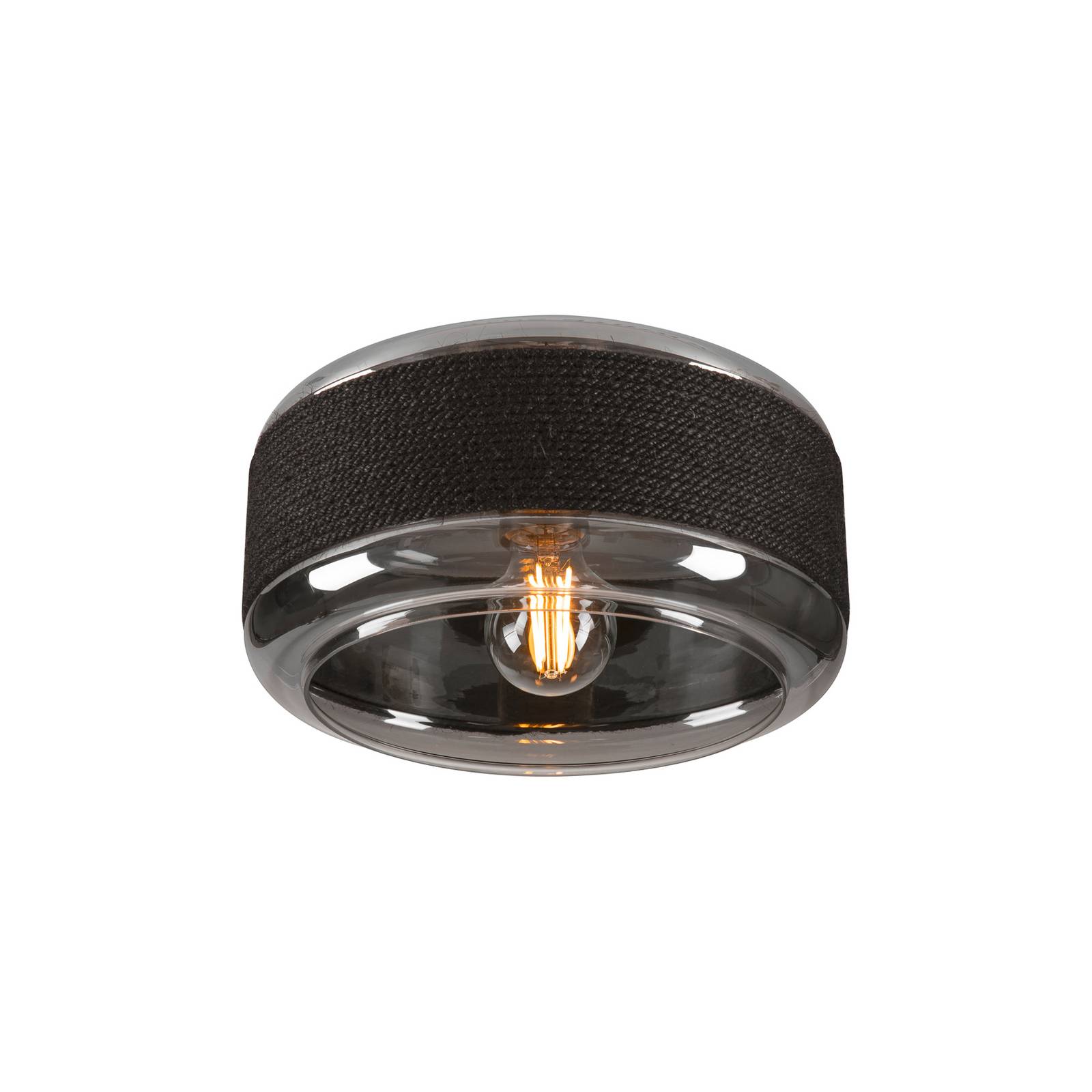 SLV Deckenlampe Pantilo Rope 27, schwarz/grau/silber, Glas