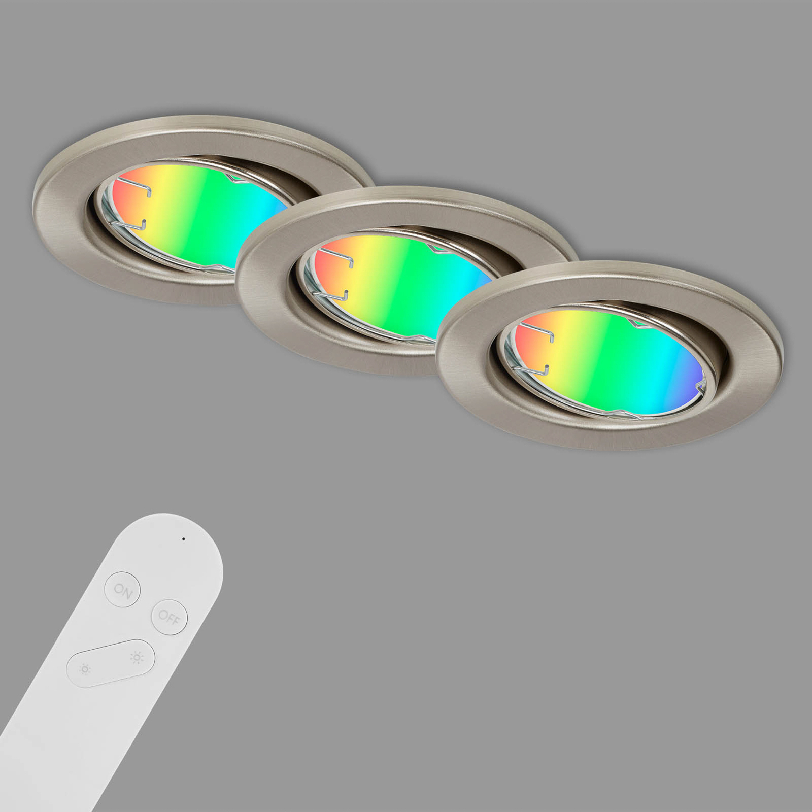 LED vstavané svetlo Fit Move S, CCT RGB 3gang, nikel
