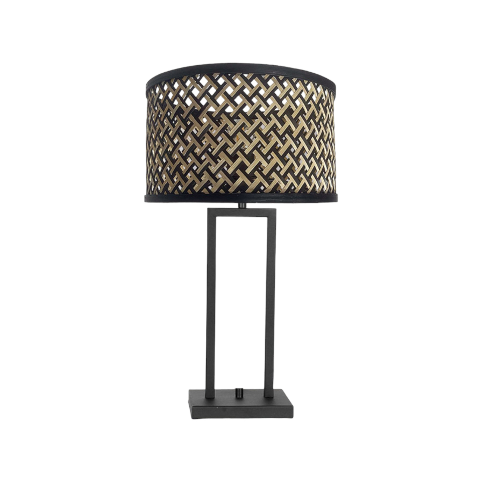 Lampă de masă Stang 3703ZW, negru/piese de răchită naturală