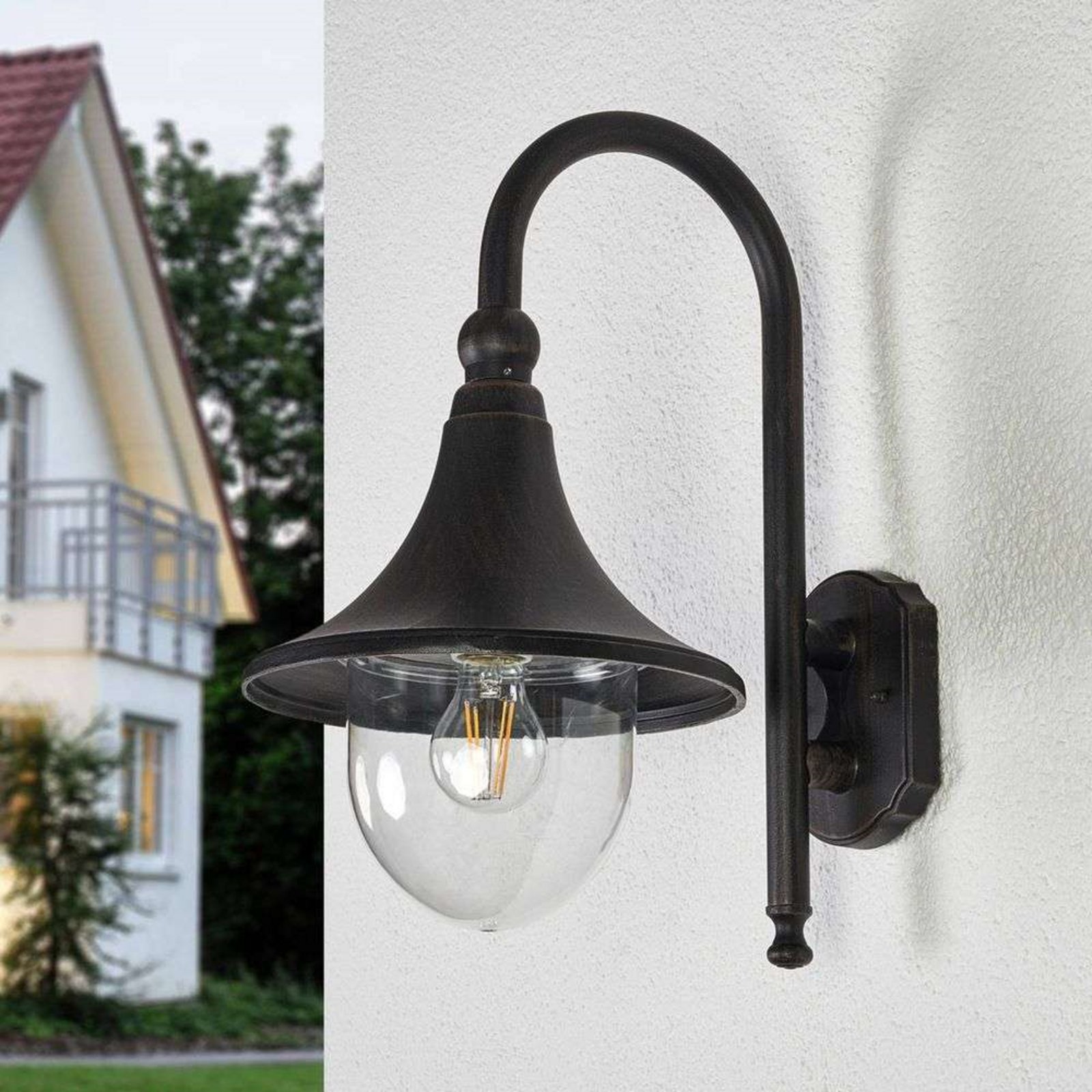 Daphne Candeeiro de Parede Exterior Antique Black - Lindby