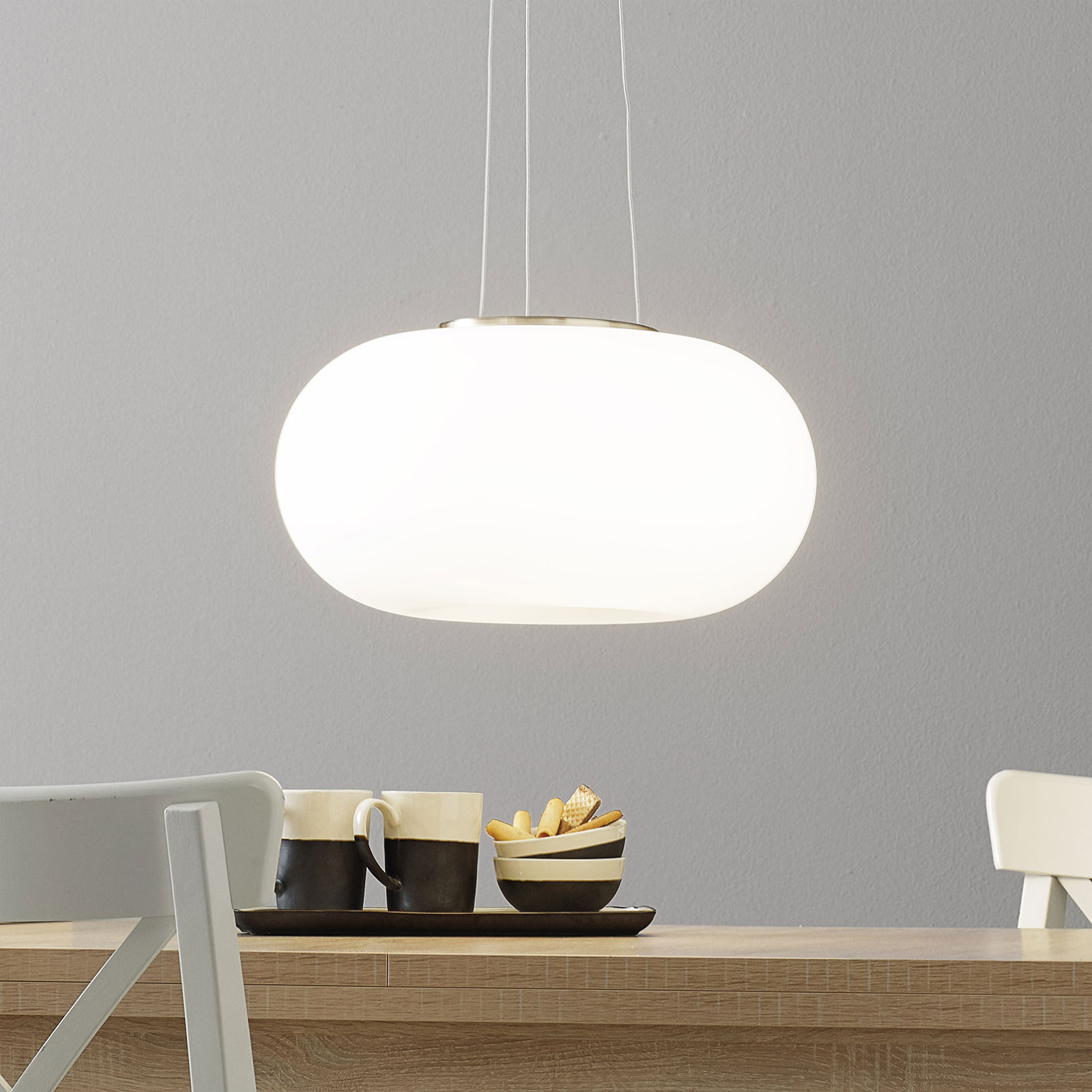 EGLO Optica Modern Pendant Lamp 45 cm, for Living / Dining Room, Glass, steel, E27, 60 W, energy efficiency: A++