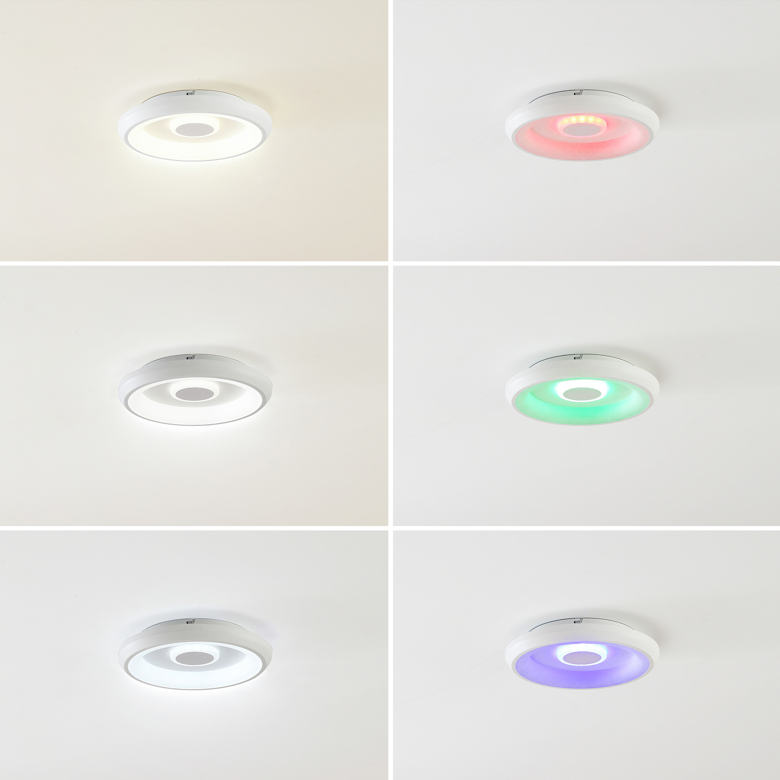 Lindby Smart Lynden LED mennyezeti lámpa, Ø 38cm, fehér, RGB, Tuya