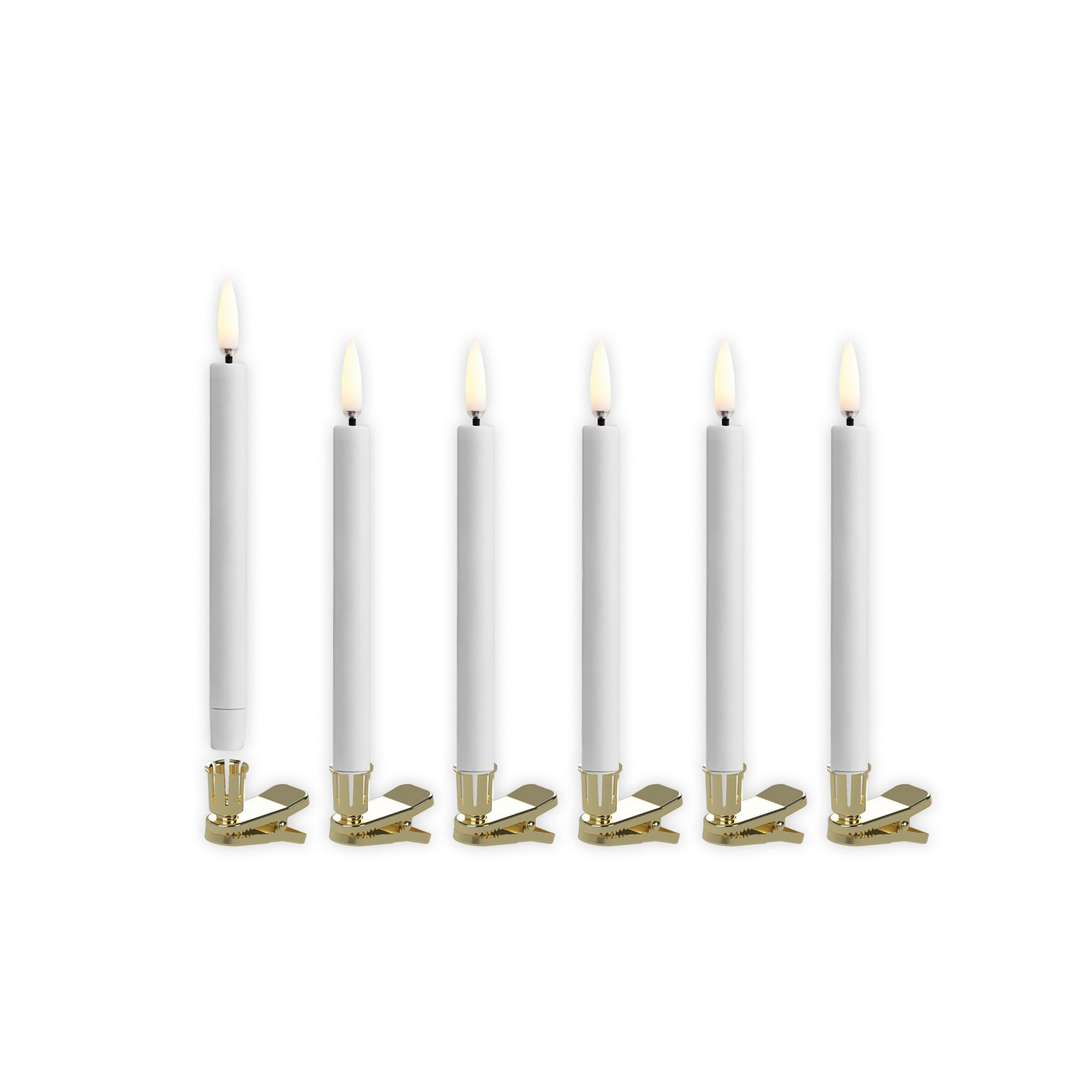 Taper Mini LED-gyertya, fehér/arany, 6 darabos készlet – Uyuni Lightning Taper Mini LED-gyertya, fehér/arany, 6 darabos készlet – Uyuni Lightning