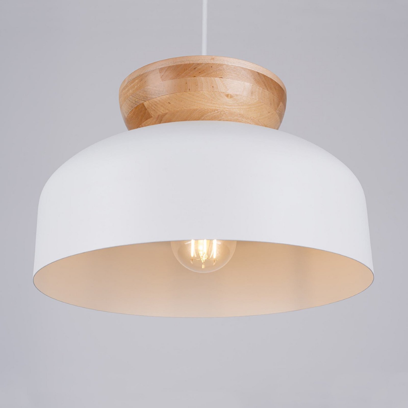 Lampa wisząca Marion, Ø 29,5 cm, drewno, stal