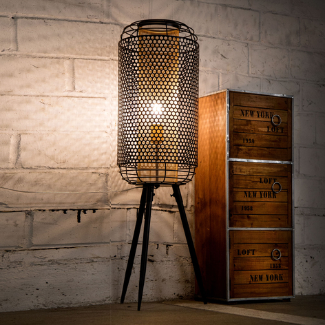 Tischleuchte Denton im Vintage-Stil, schwarz-gold
