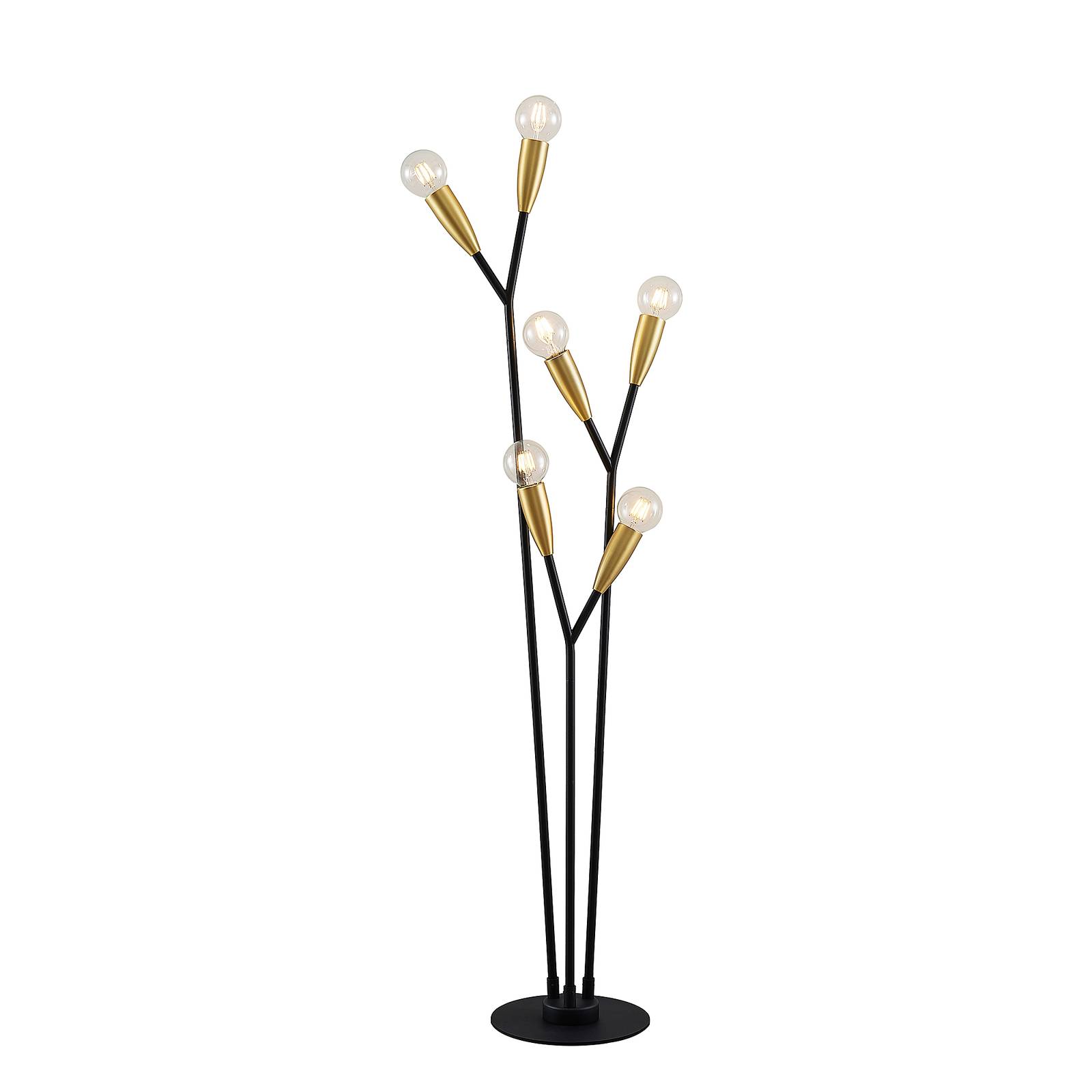 Lucande Carlea lampadaire 6 lampes noir-laiton