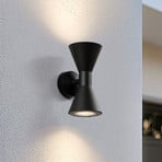 Lucande Xalor outdoor wall light, black, IP65, metal, GU10