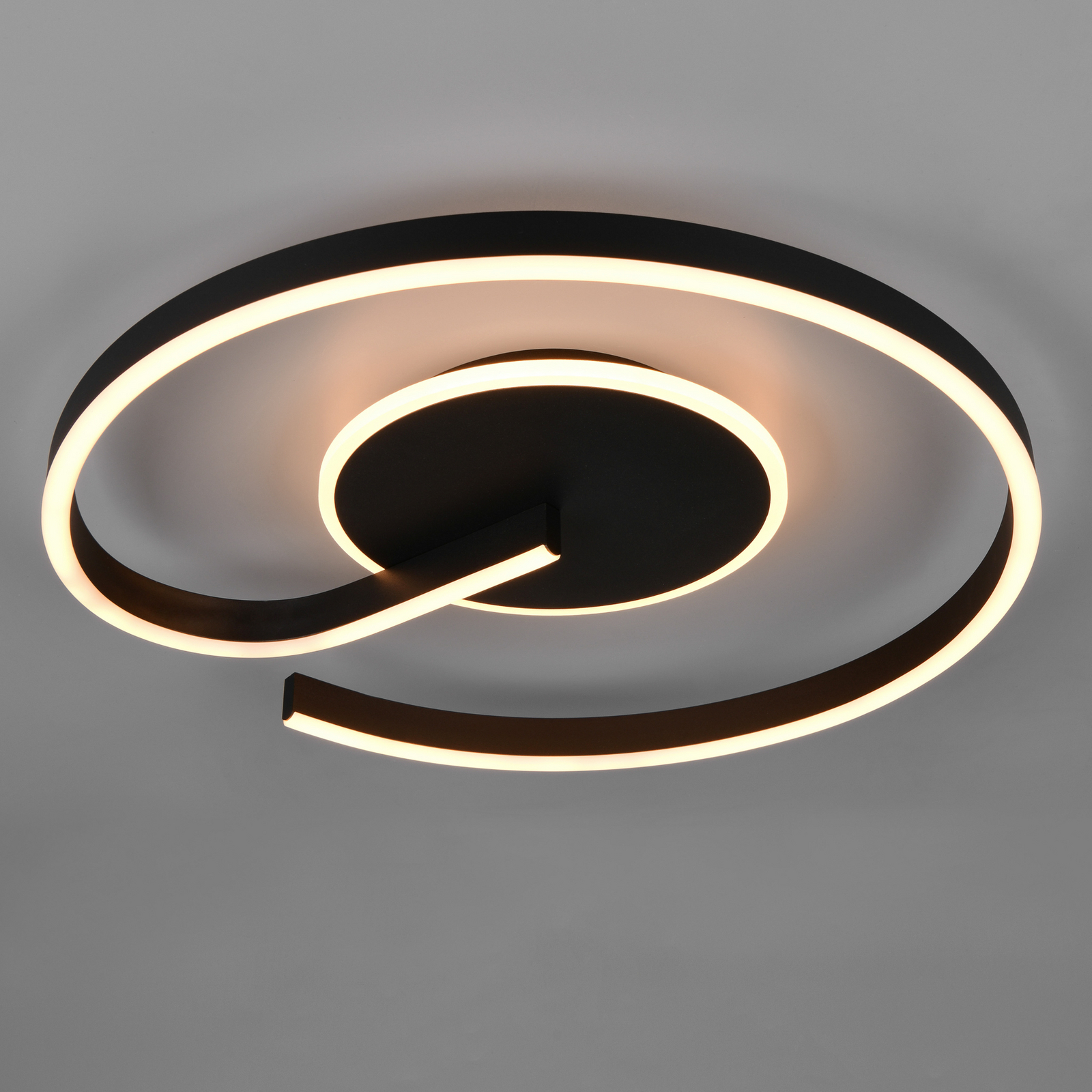 LED griestu lampa Calle, melna, Ø 50 cm, CCT, dimmerējama