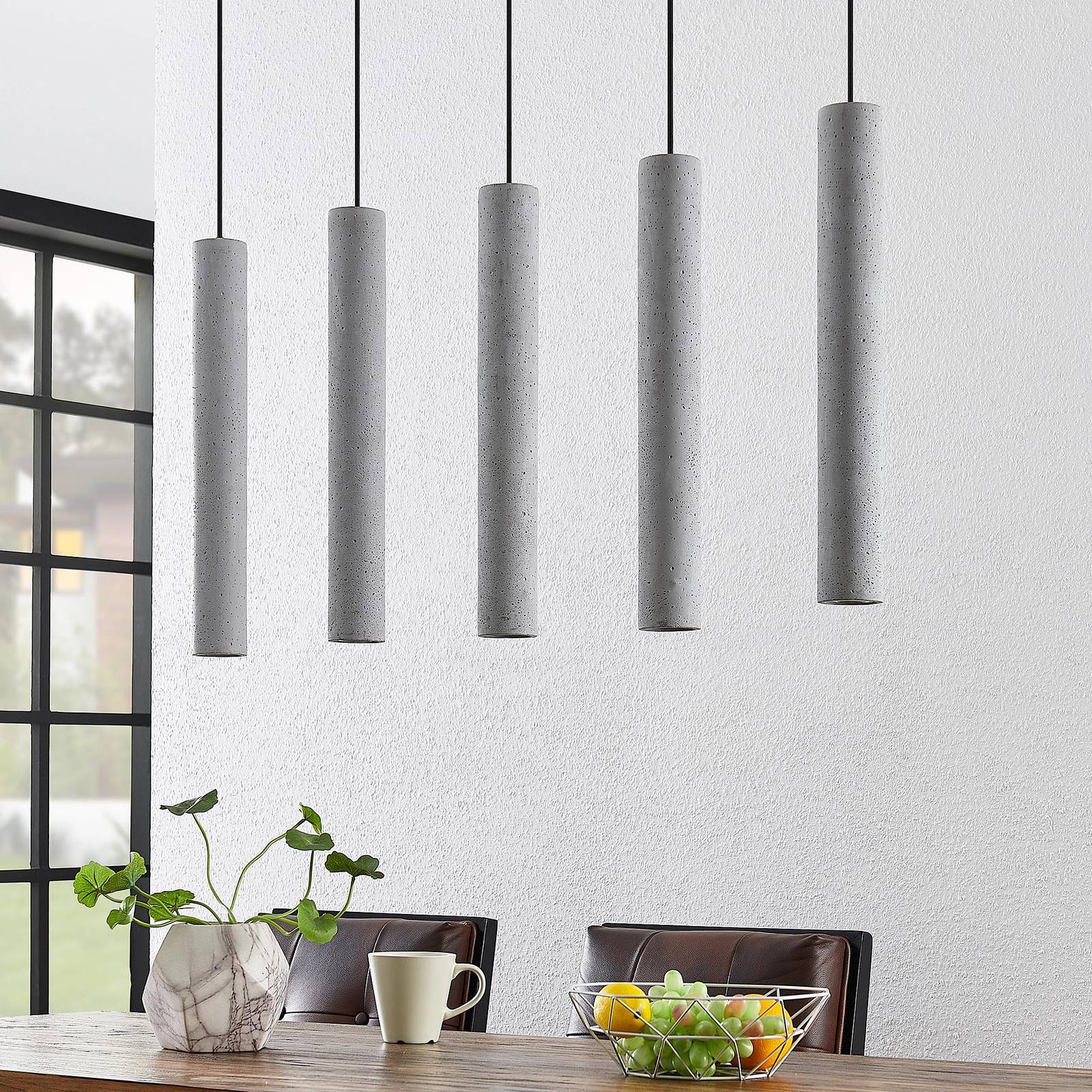 Lindby Concretto lampa wisząca 5 betonowych kloszy