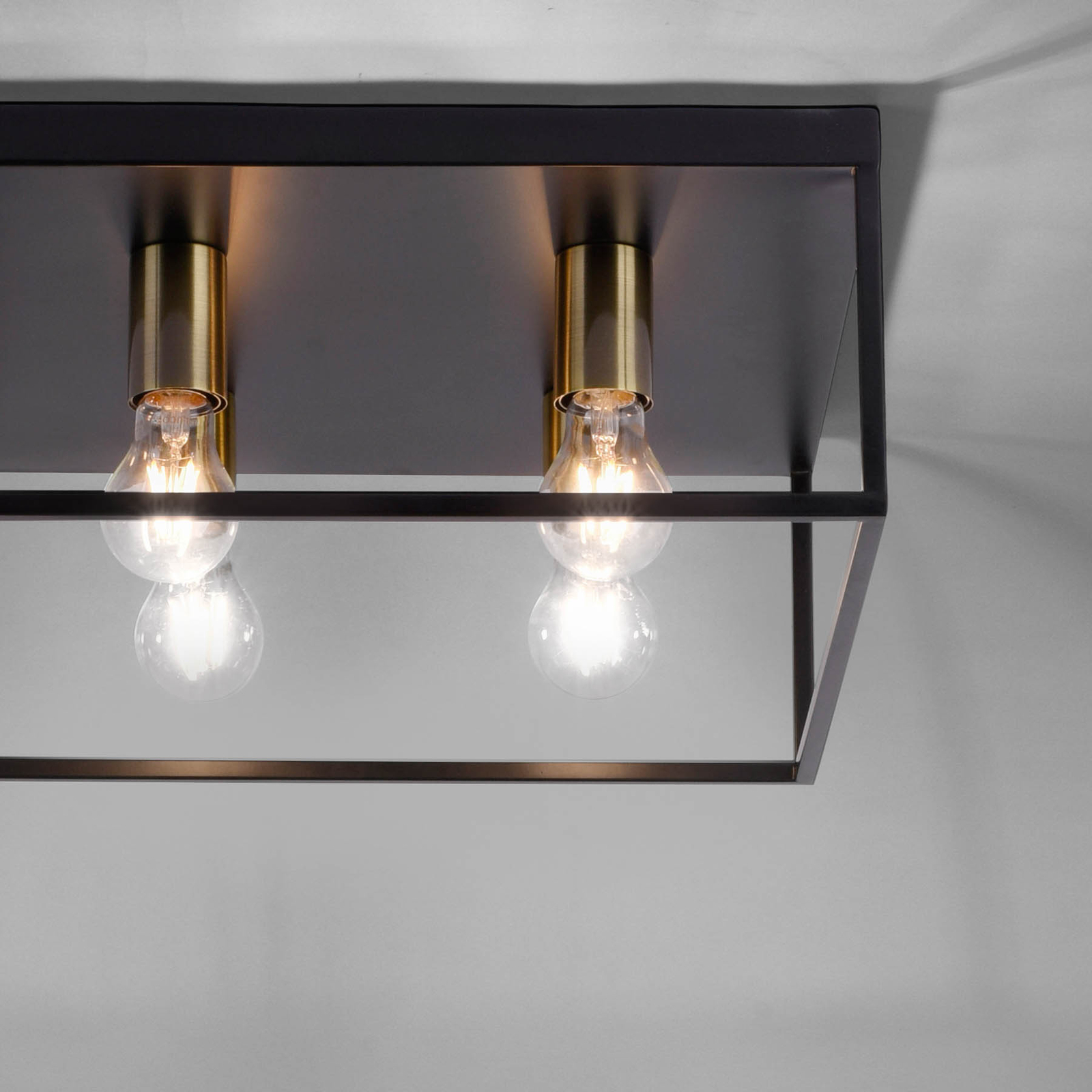 Fabio ceiling light, 4-bulb, black/gold