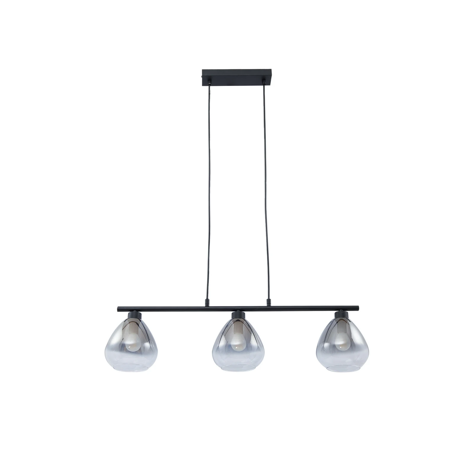 Lámpara colgante Lindby Pendgante, negra, cristal, longitud 75 cm